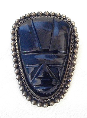 Beautiful Large Black Onyx & Silver Face Pend