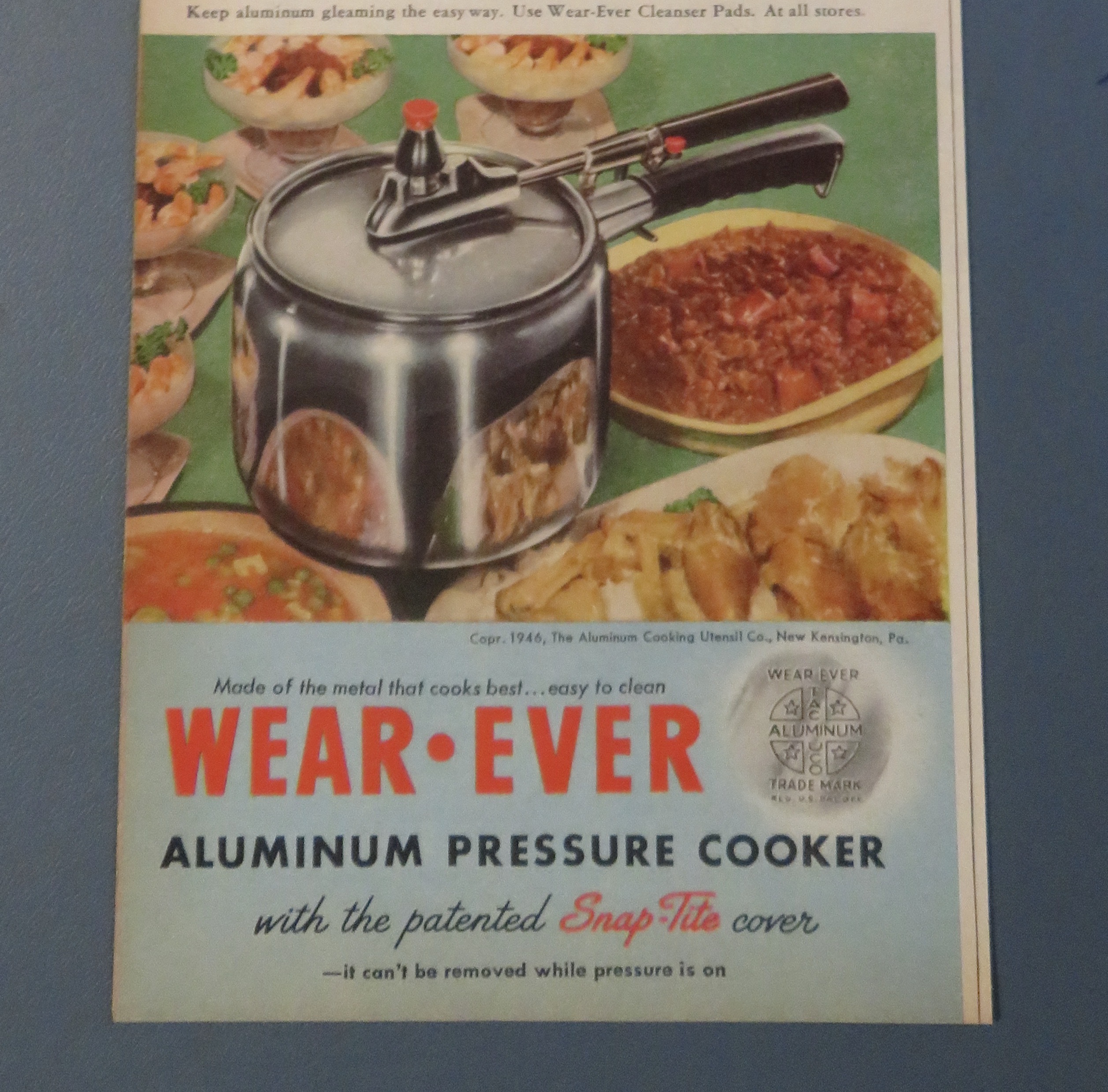 1946 Wear Ever Aluminum Pressure Cooker w/Woman & Bear