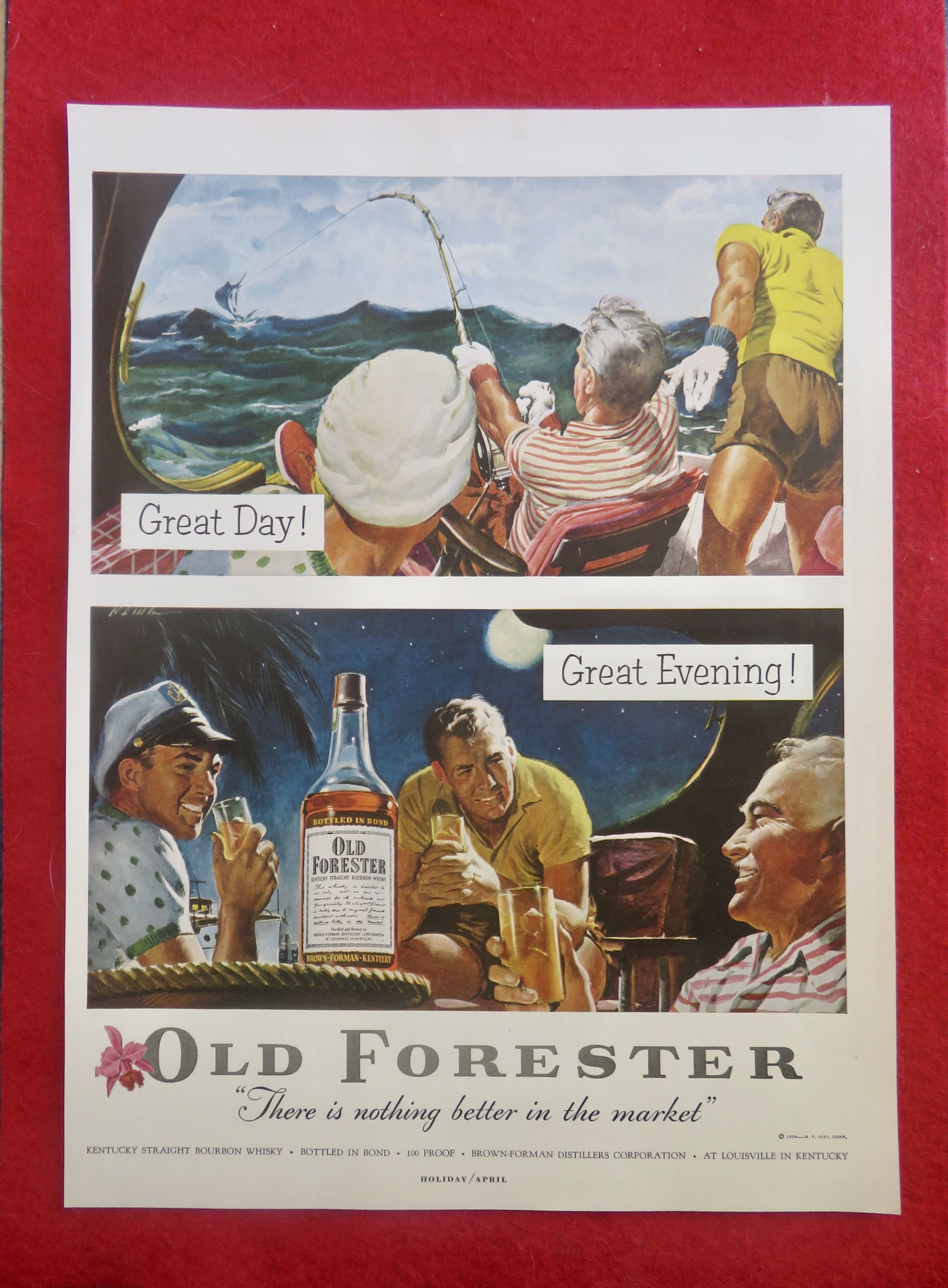 1950's Old Forester Whiskey with Men Fishing
