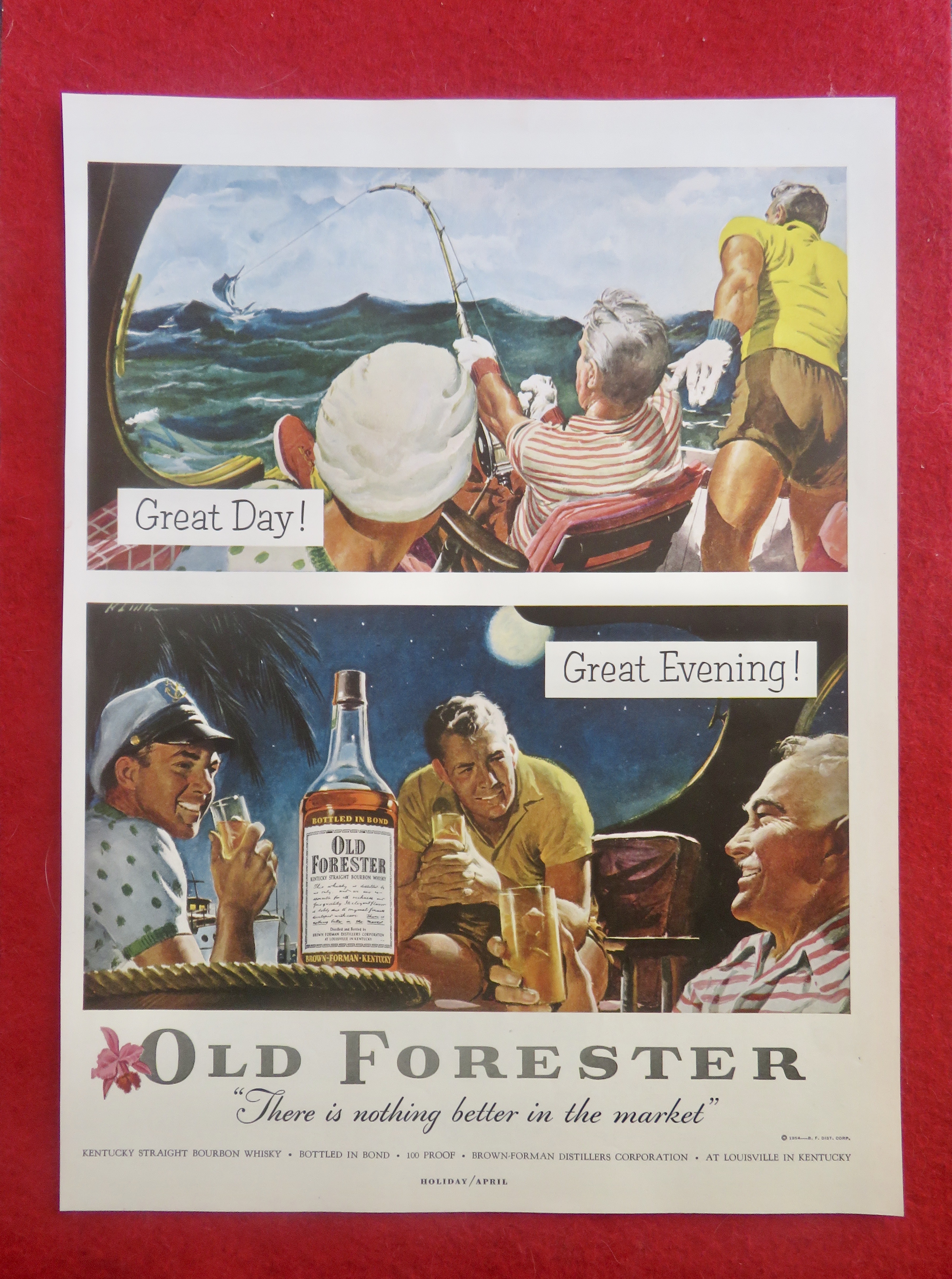 1950's Old Forester Whiskey with Men Fishing