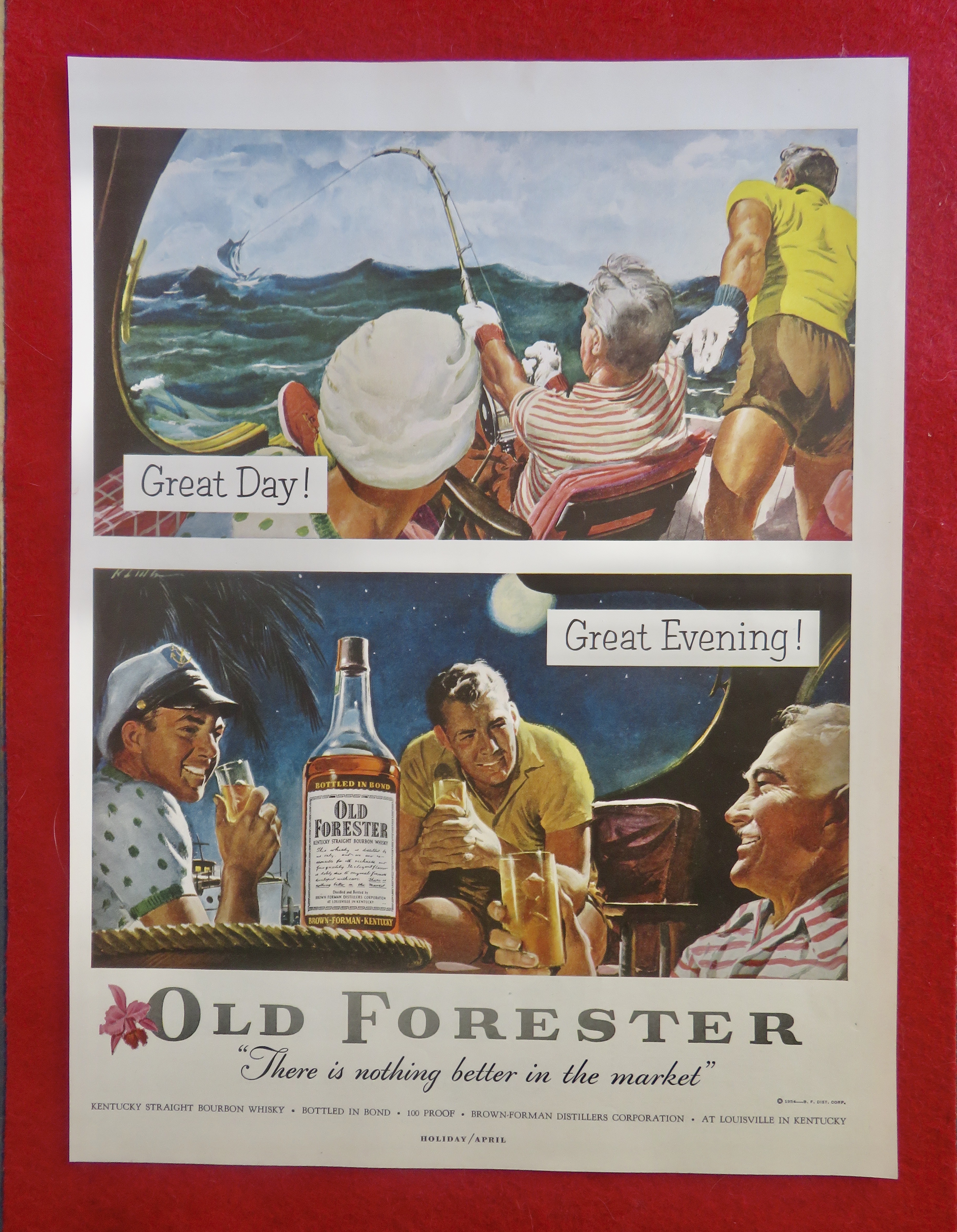 1950's Old Forester Whiskey with Men Fishing
