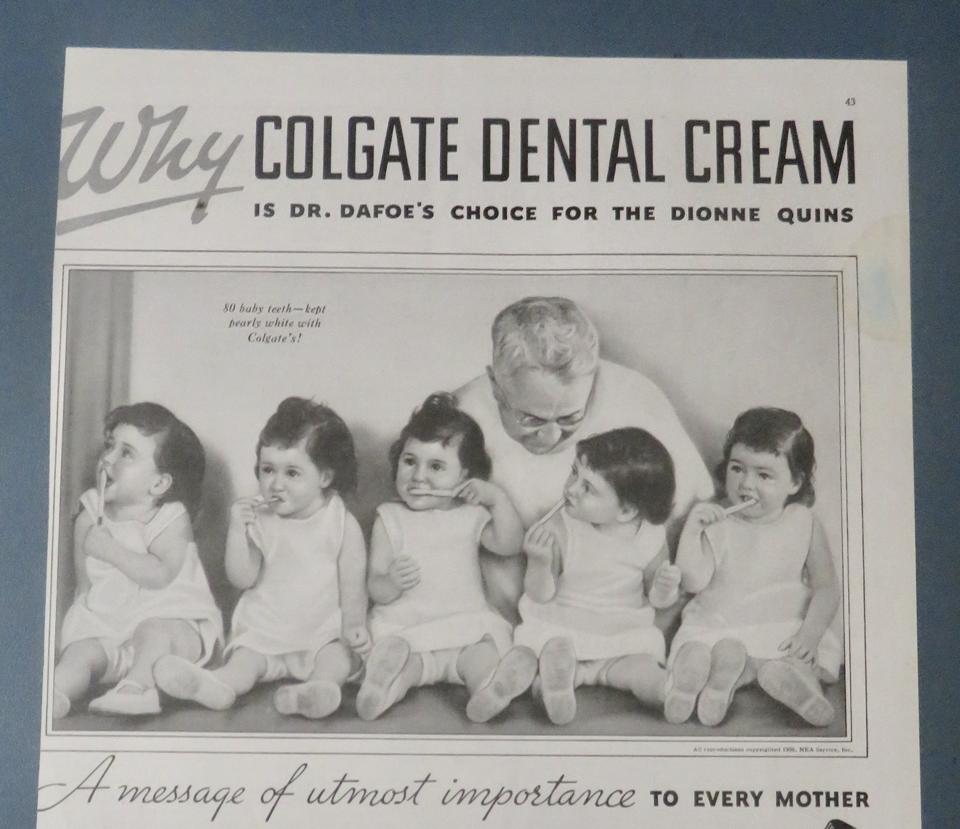 1937 Colgate Dental Cream with the Dionne Quintuplets