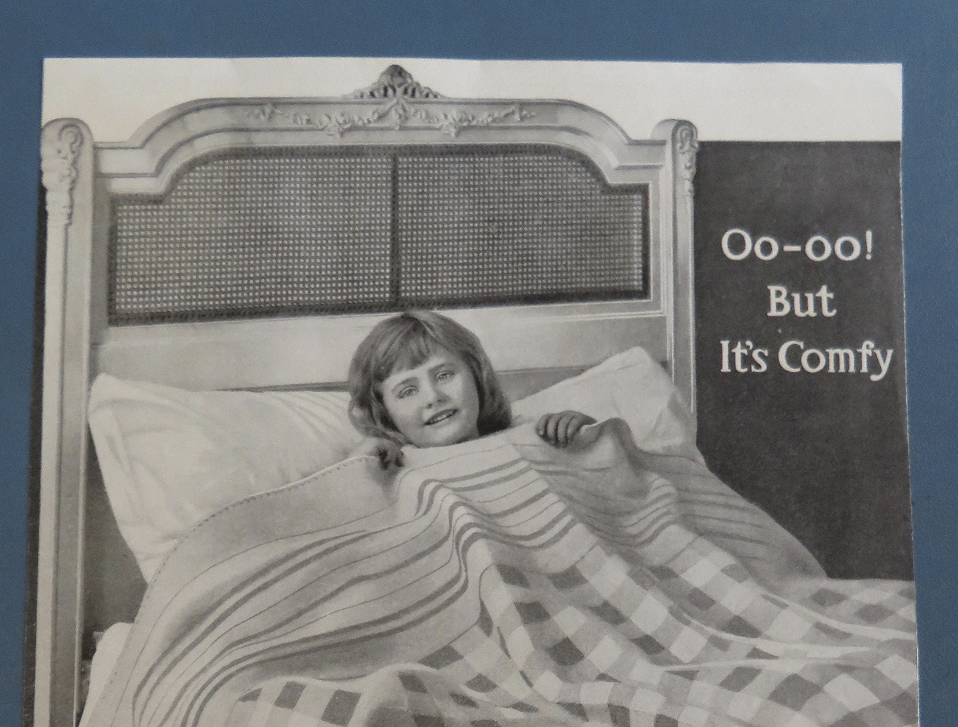 1916 Nashua Woolnap Blanket with Little Girl In Bed