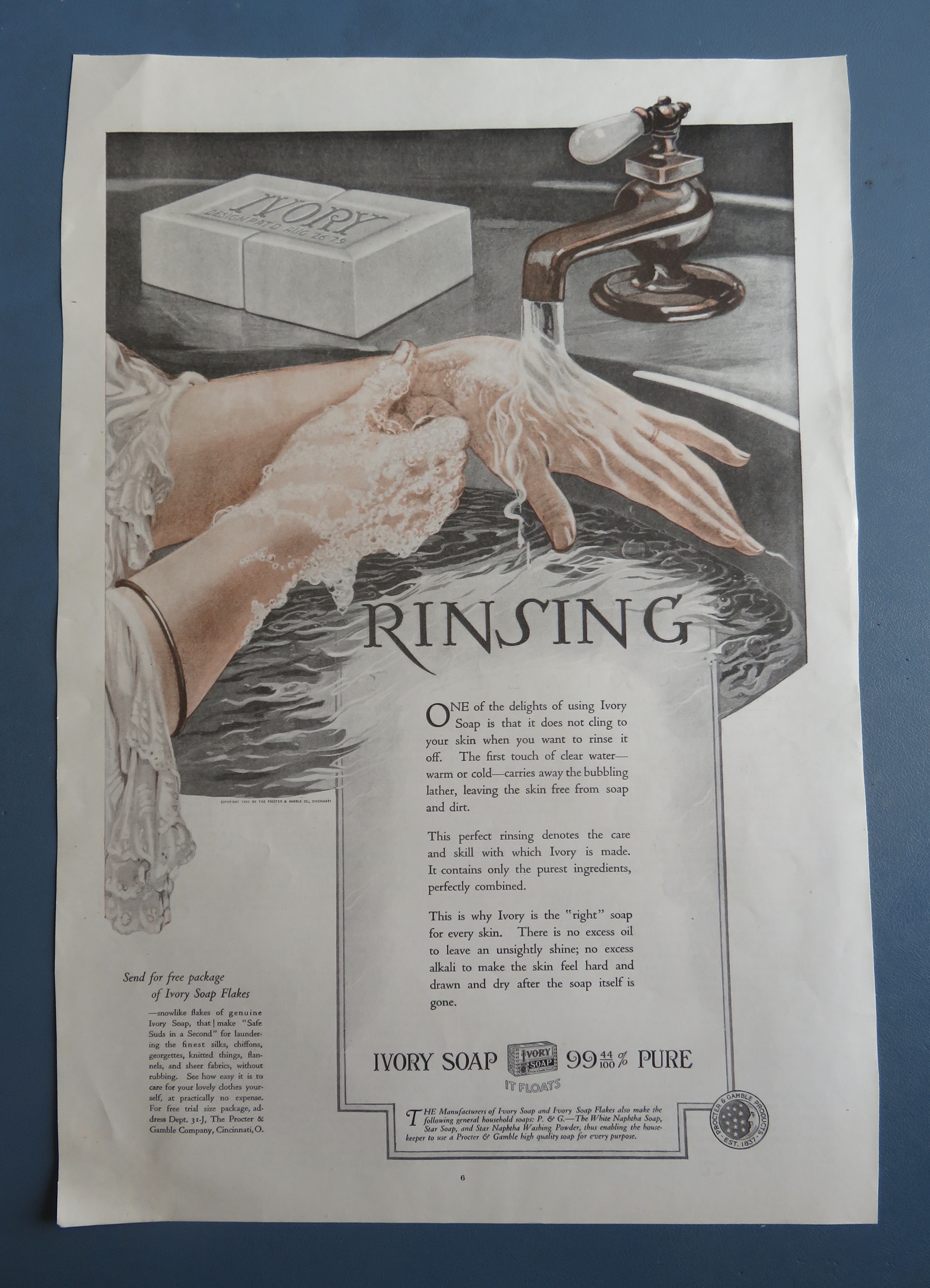 1920 Ivory Soap with Woman Washing Her Hands