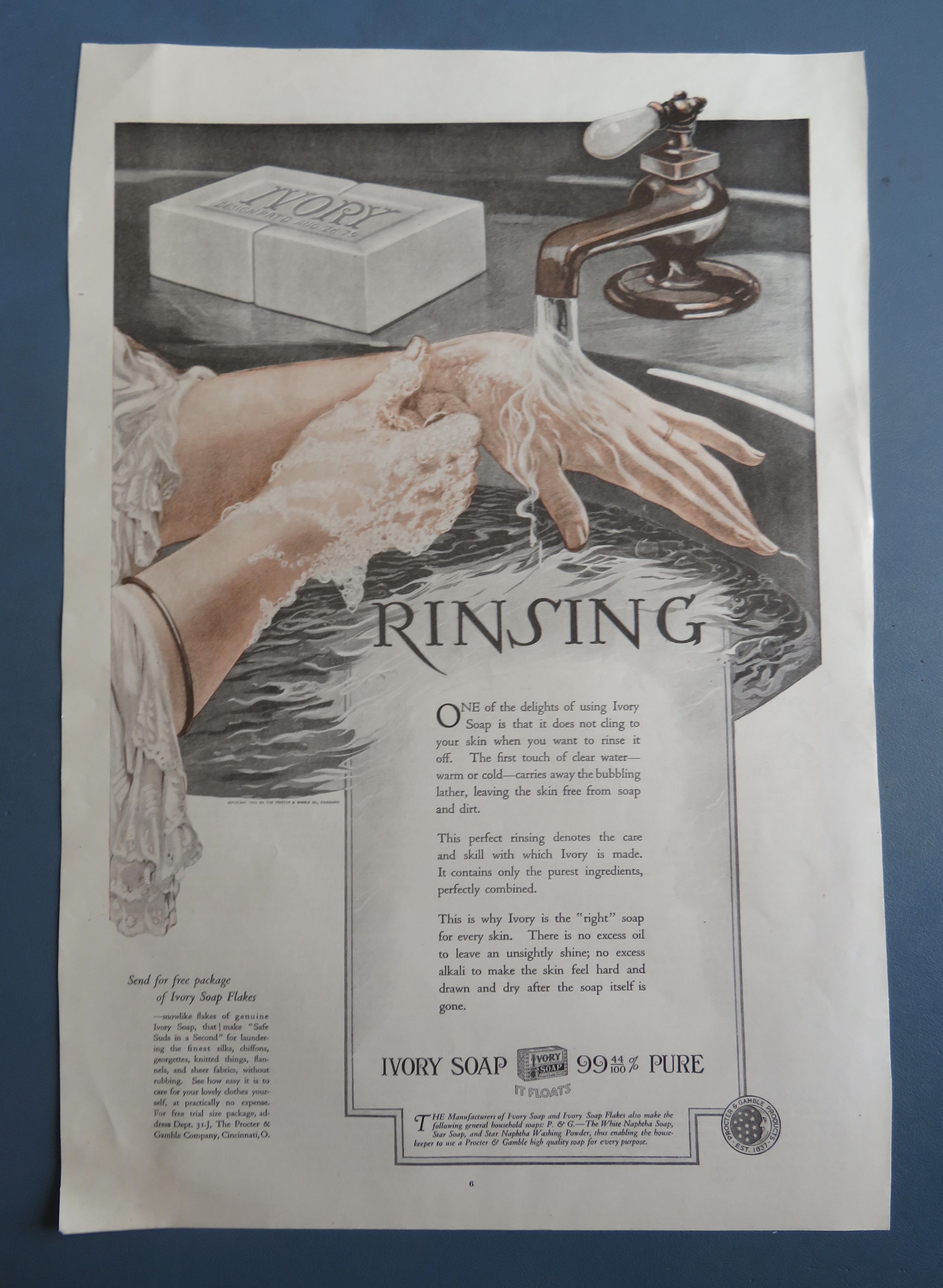 1920 Ivory Soap with Woman Washing Her Hands