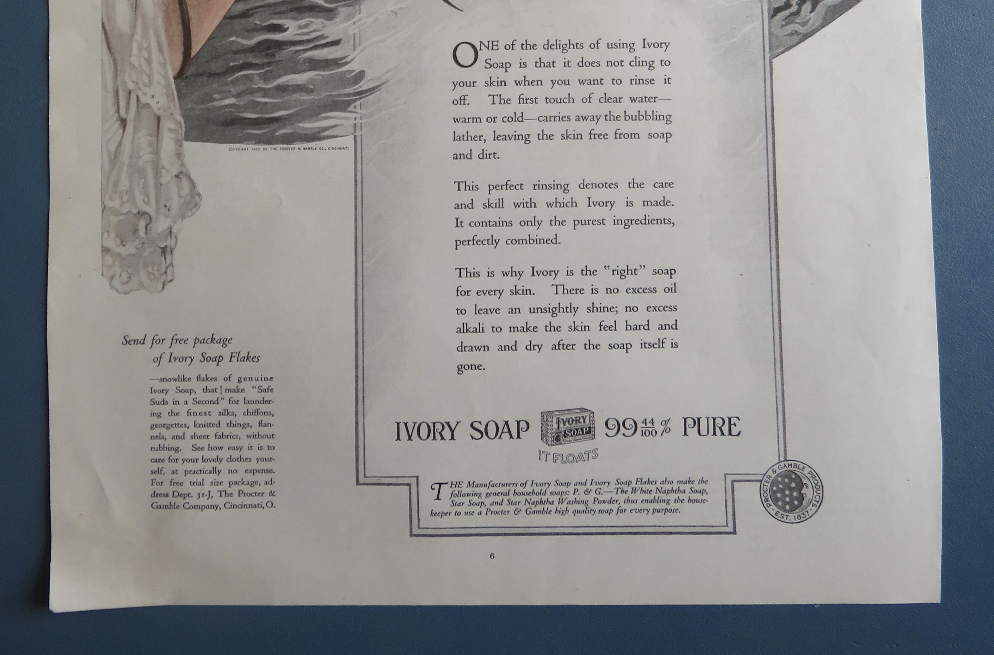 1920 Ivory Soap with Woman Washing Her Hands