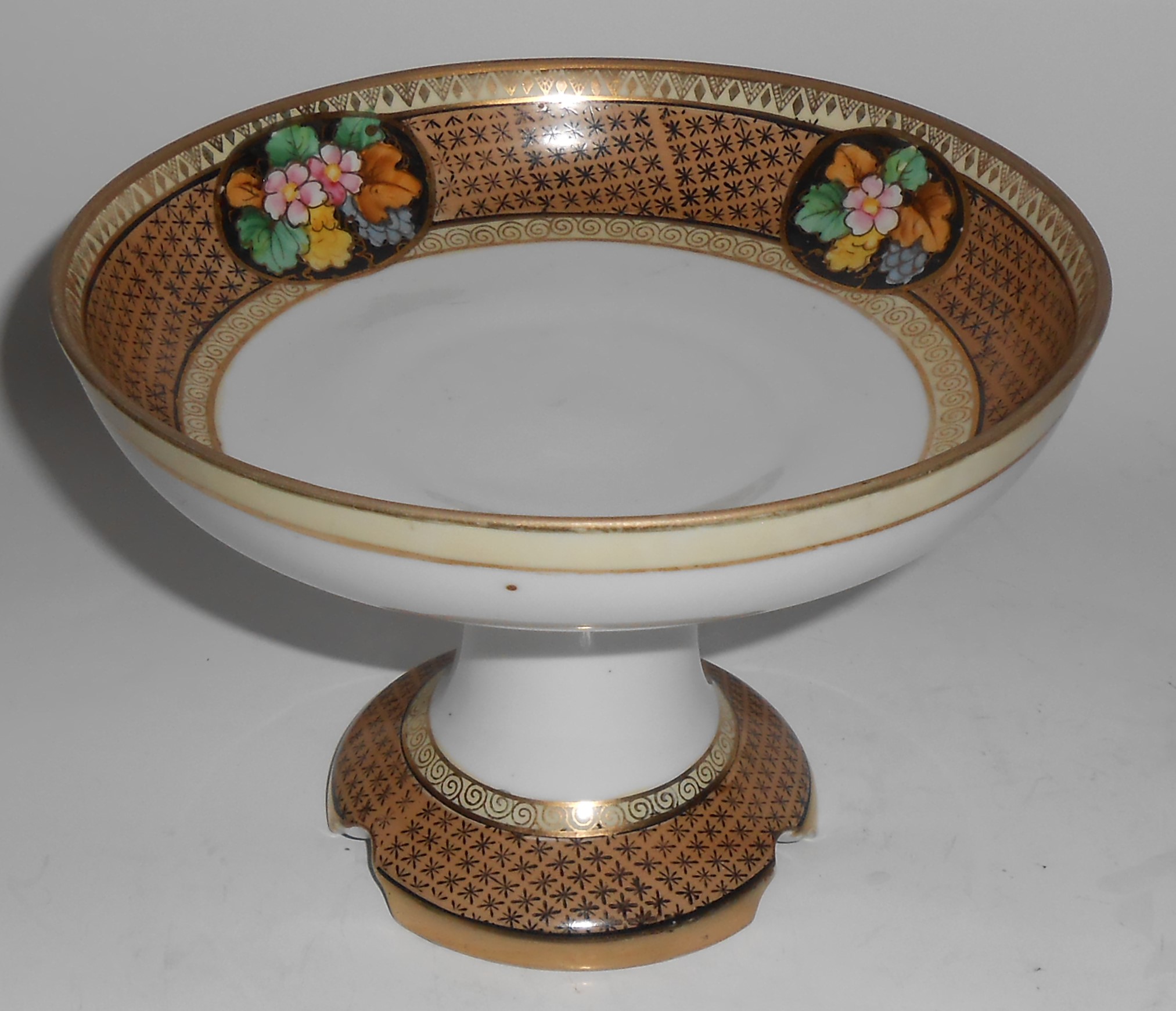 Noritake Porcelain China Early Gold & Floral Compote