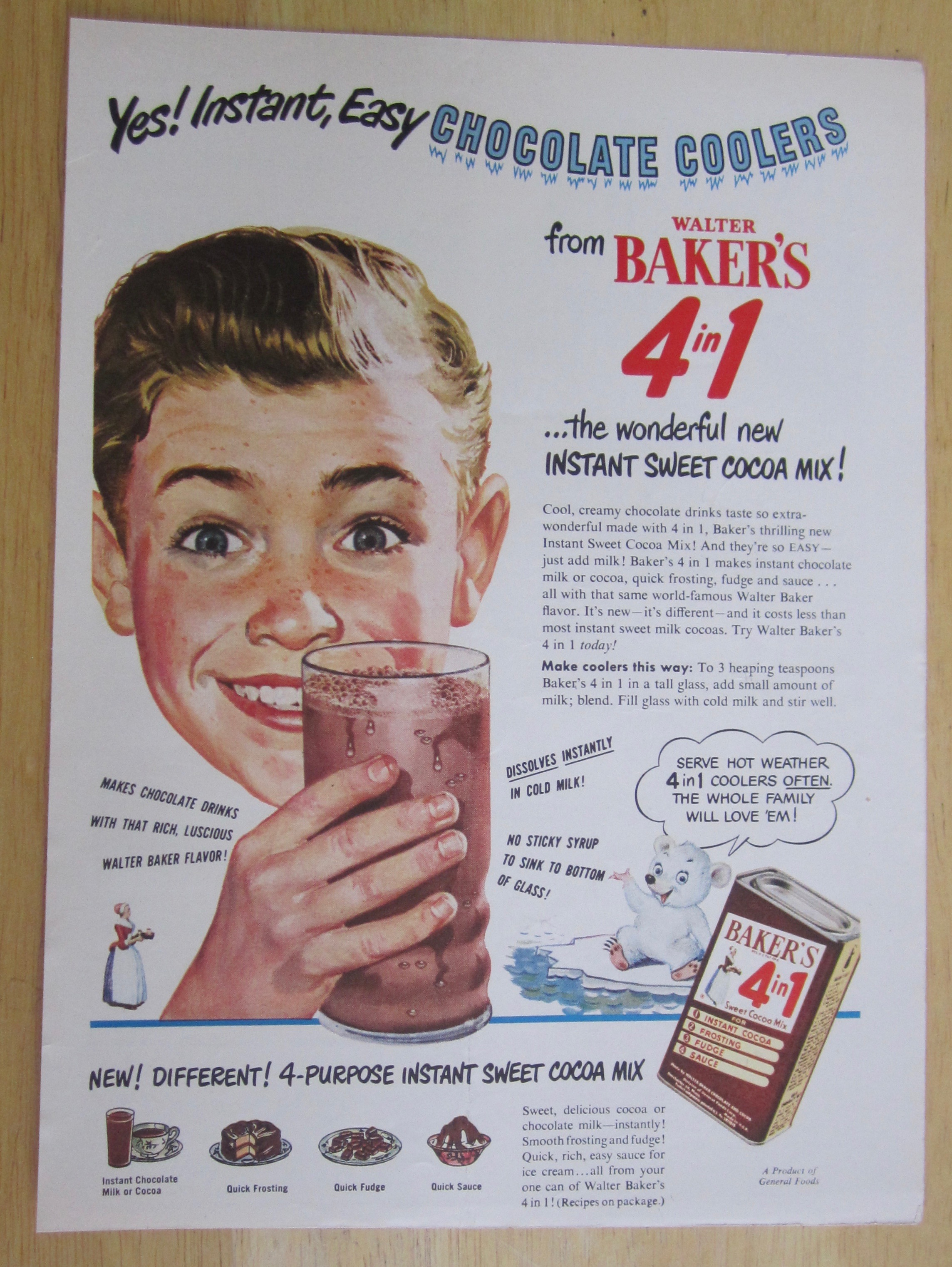 1950 Baker's Chocolate with Easy Chocolate Coolers