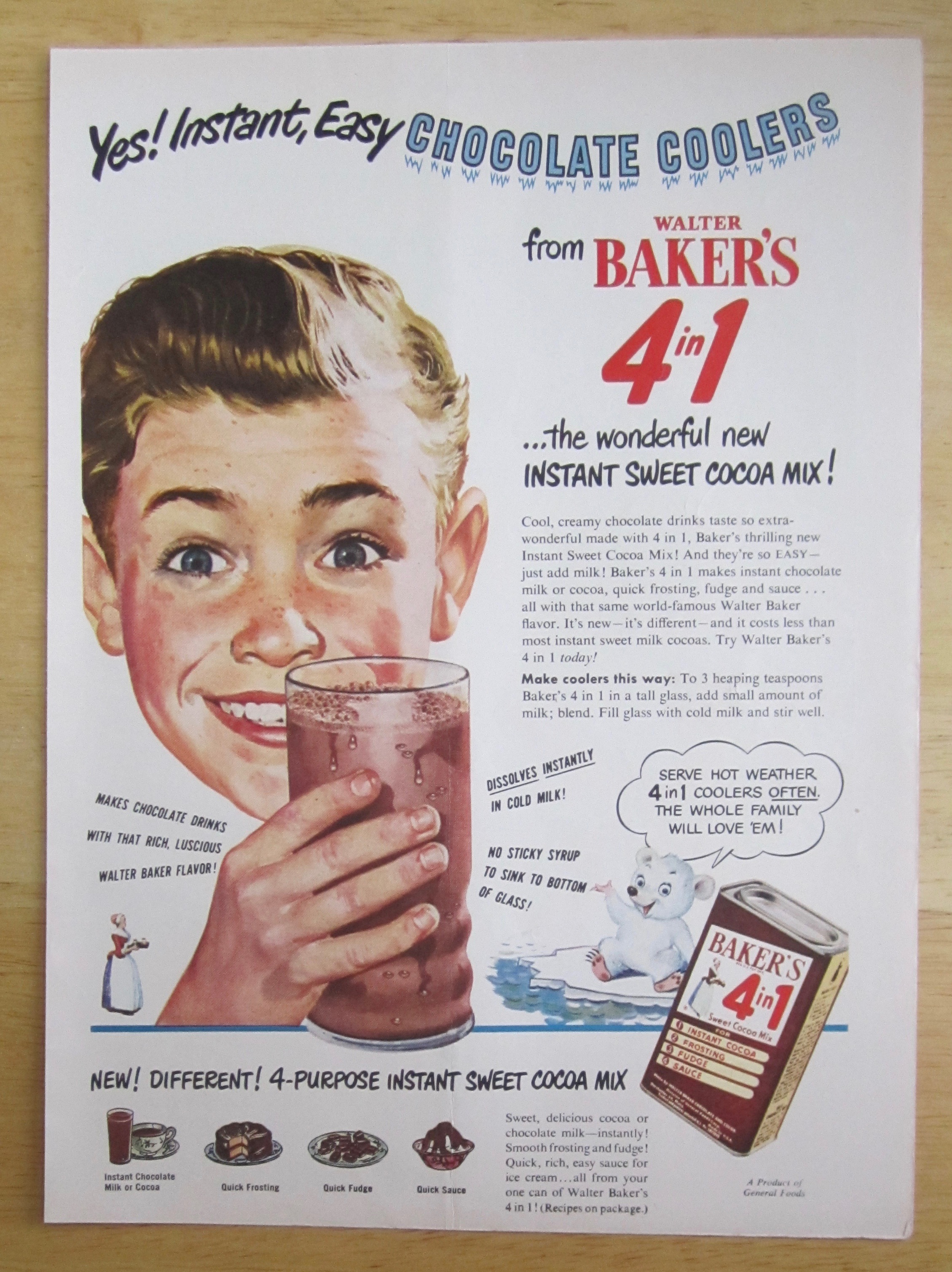 1950 Baker's Chocolate with Easy Chocolate Coolers