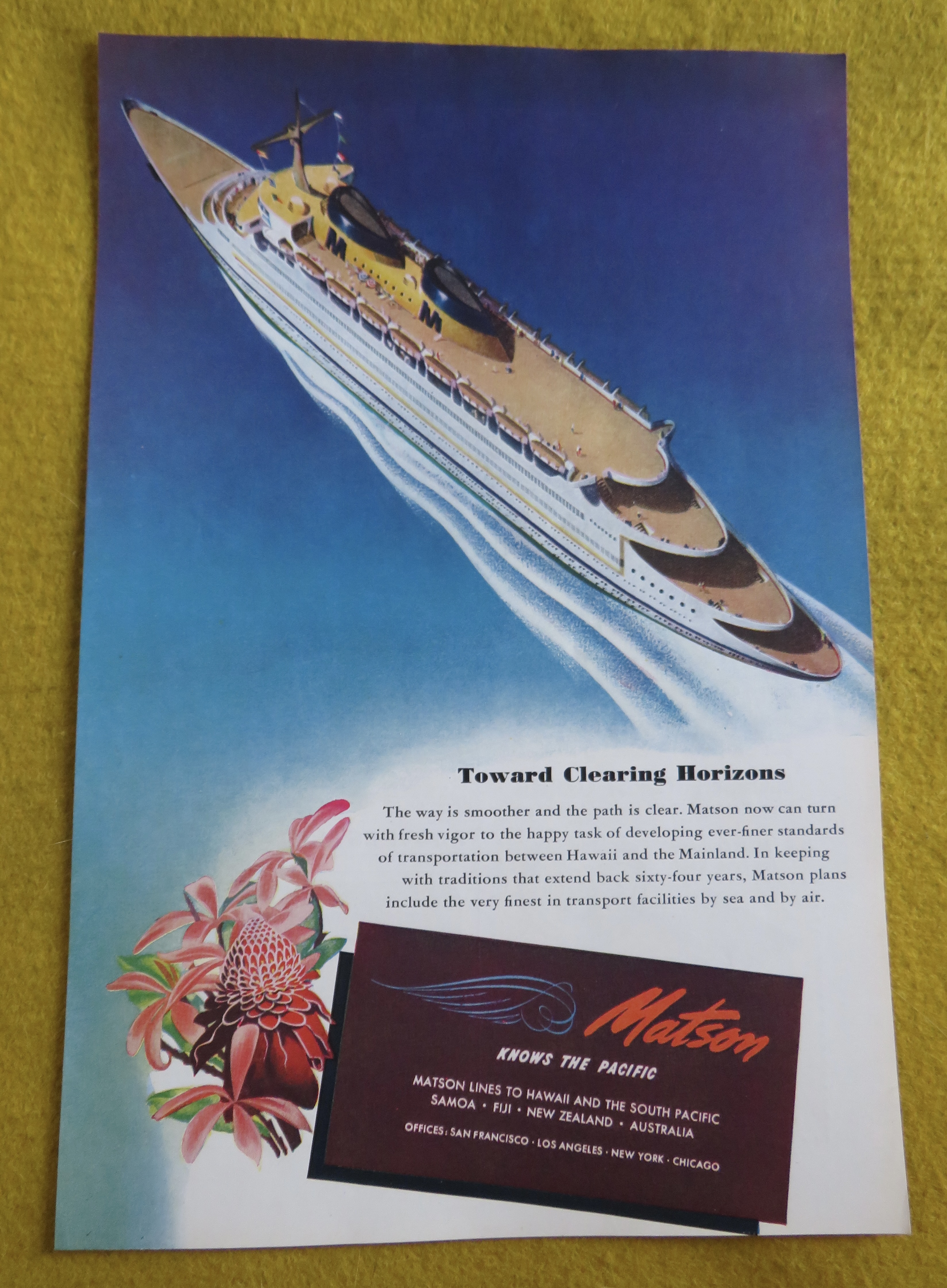 1946 Matson With Cruise Ship