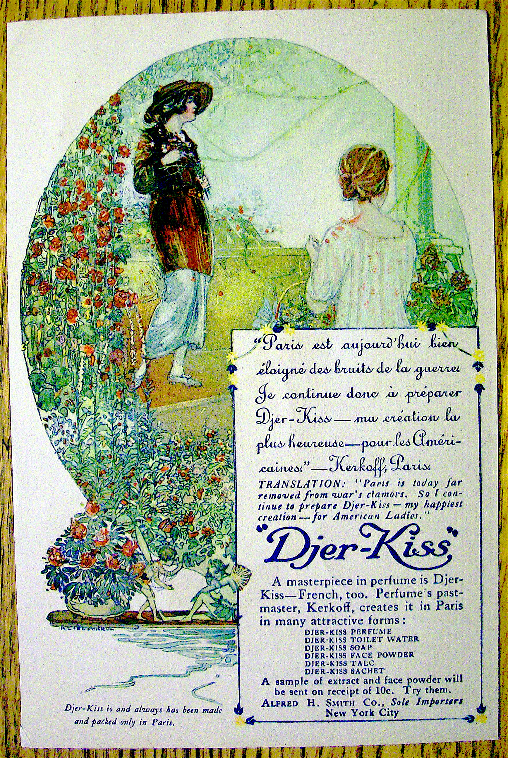 1910 Djer Kiss Perfume with Two Women
