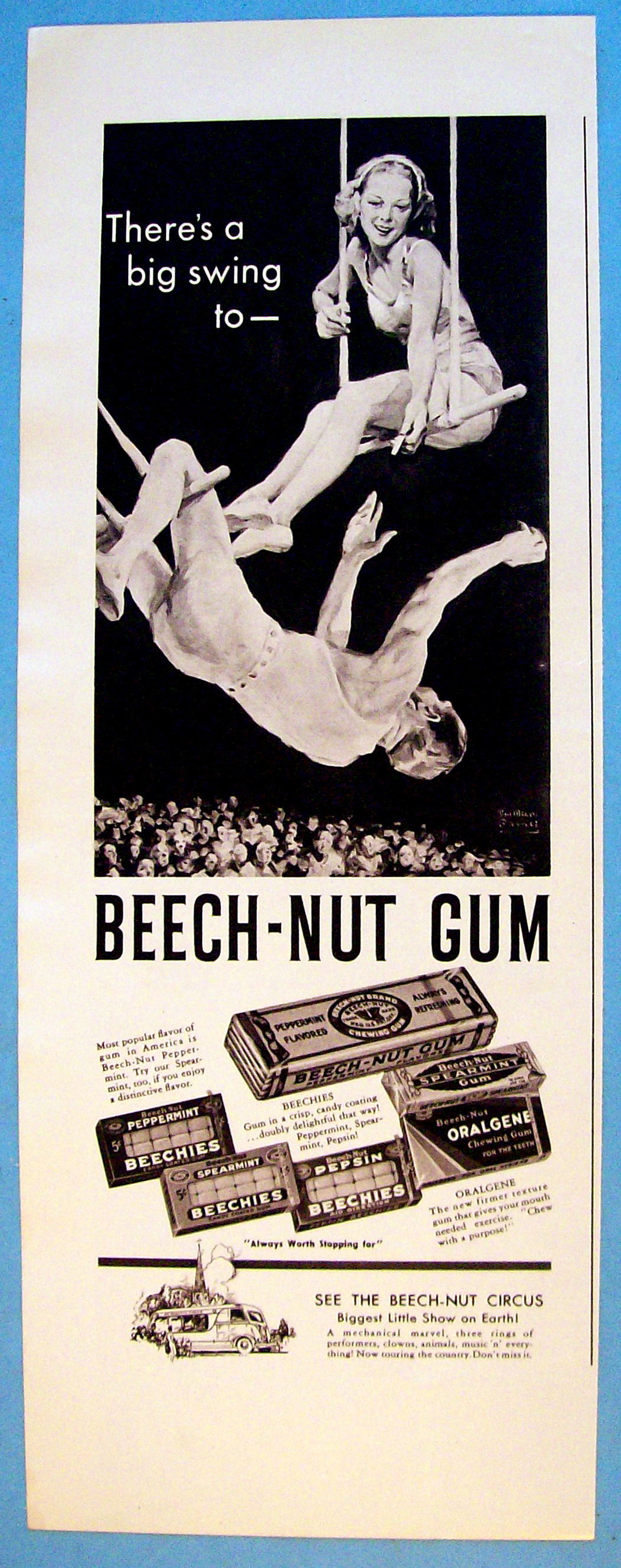 1937 Beech Nut Gum with Trapeze Artists