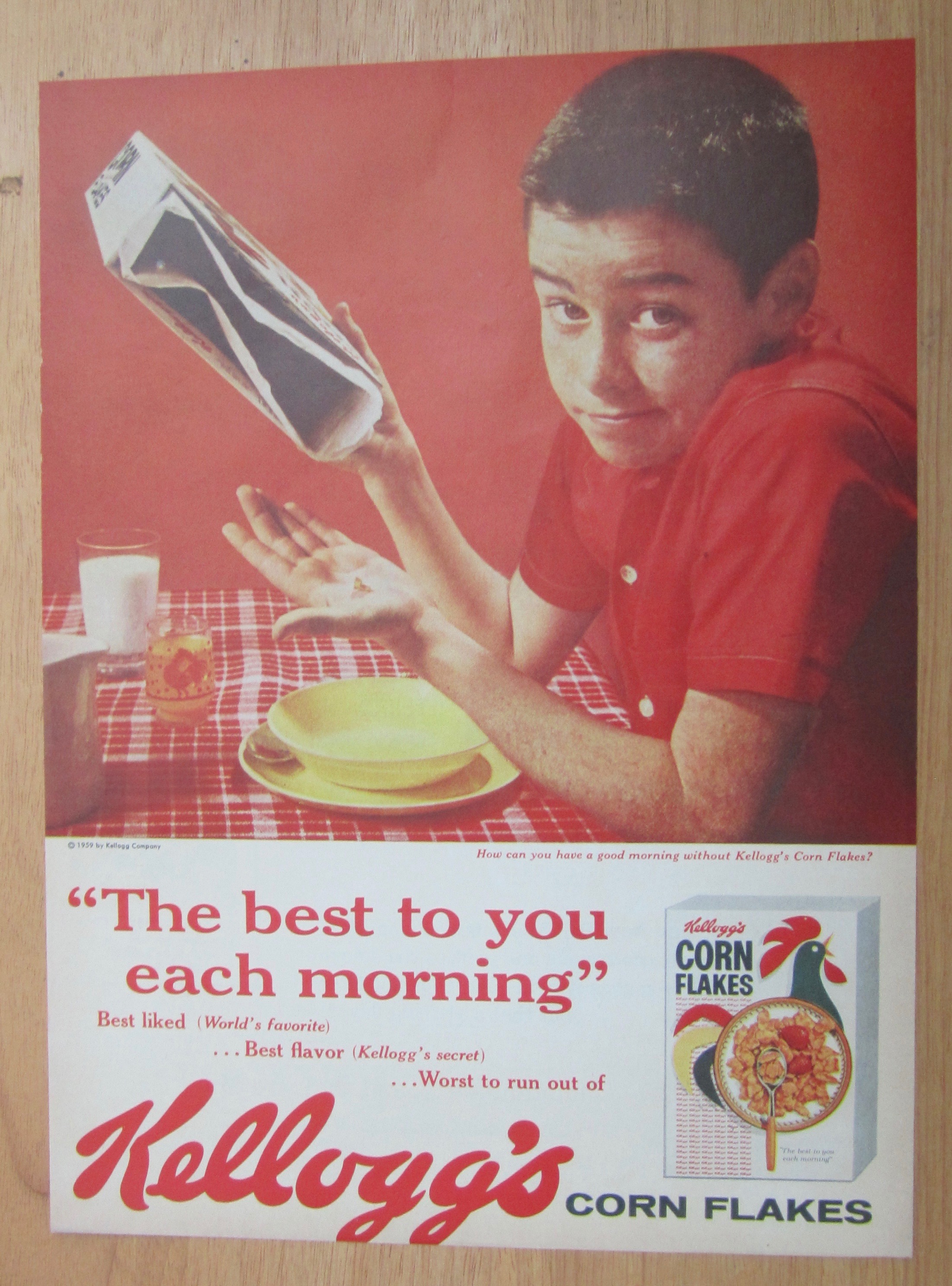 1959 Kellogg's Corn Flakes Cereal w/Boy & Empty Box
