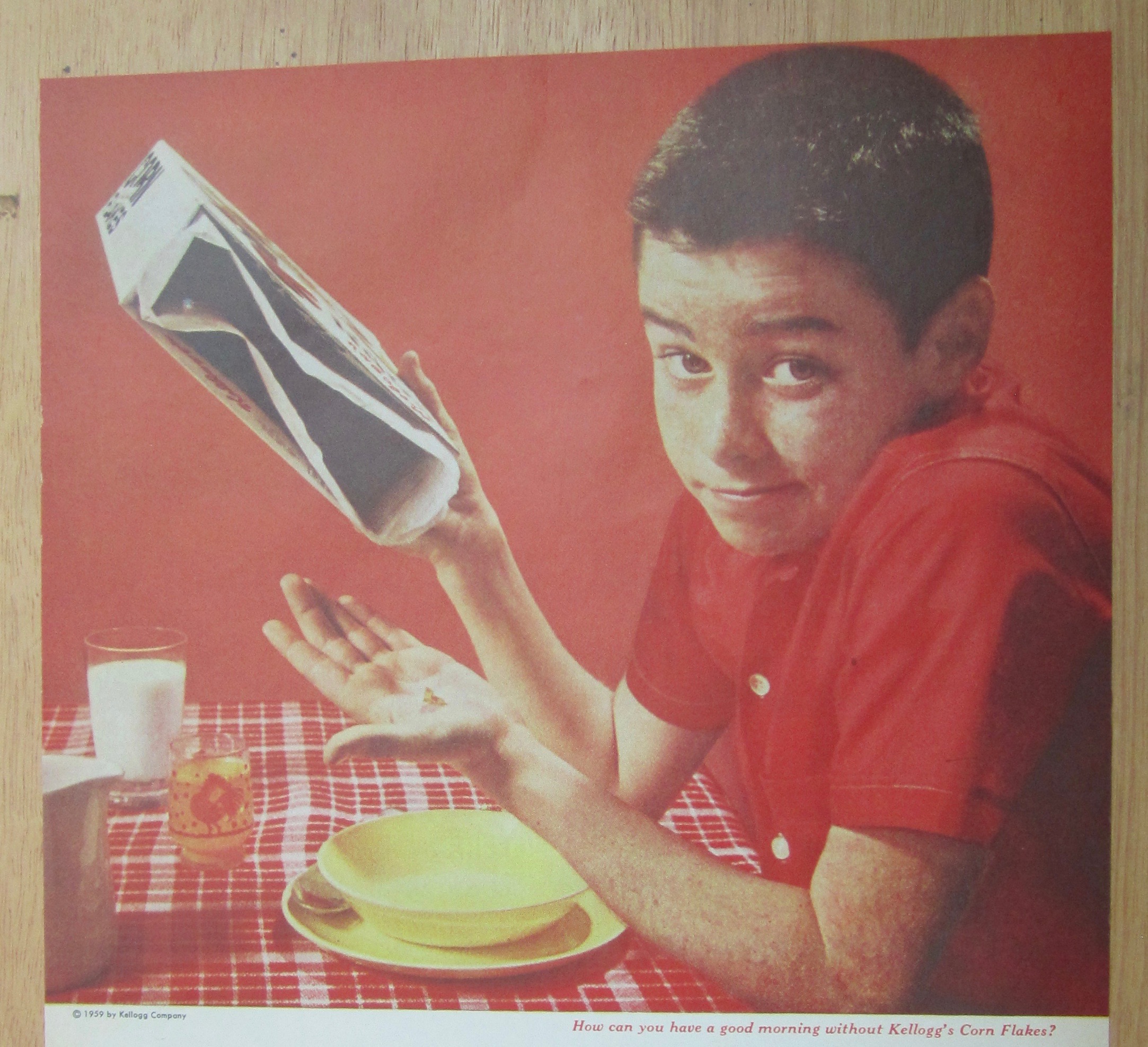 1959 Kellogg's Corn Flakes Cereal w/Boy & Empty Box
