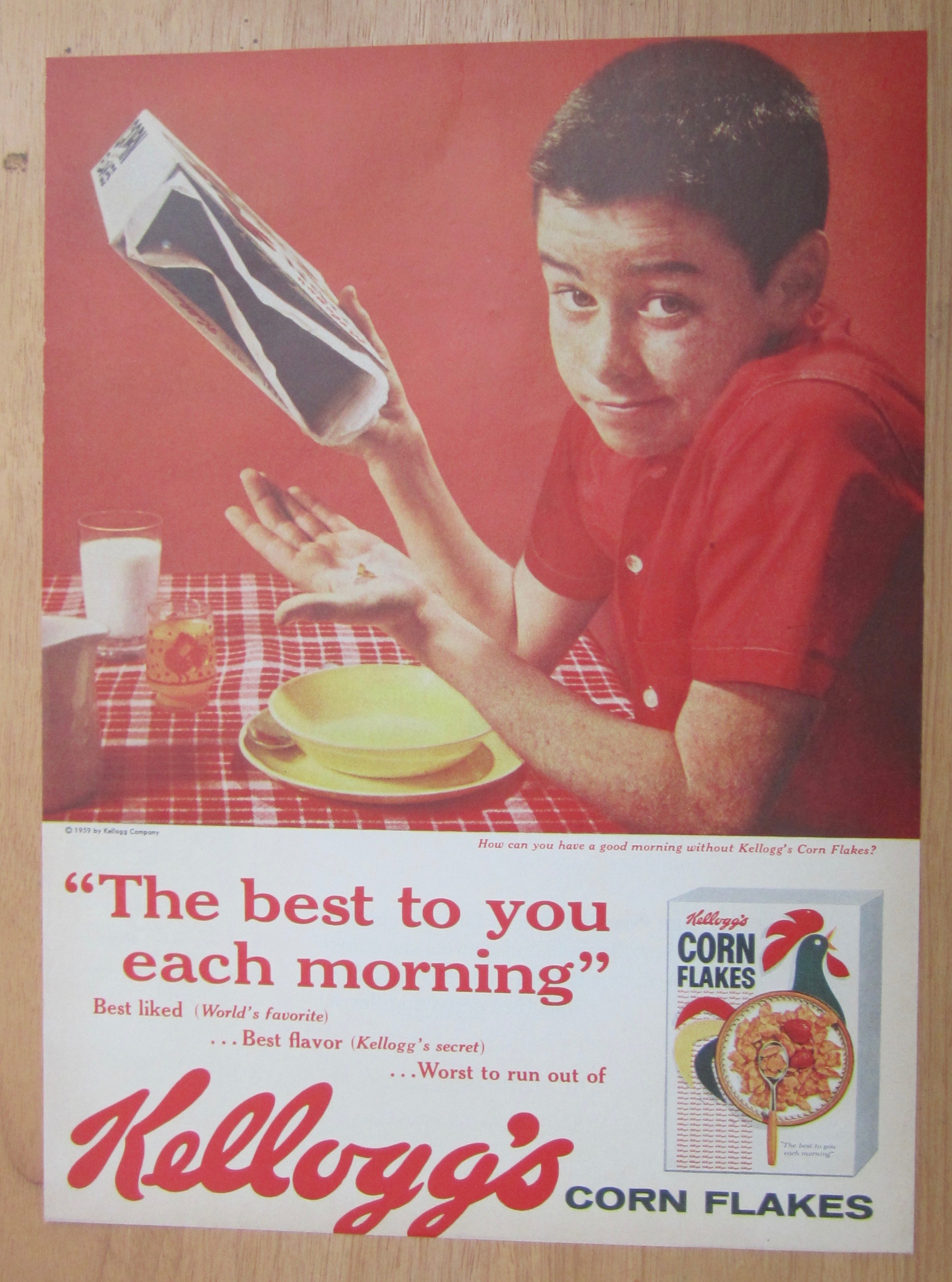 1959 Kellogg's Corn Flakes Cereal w/Boy & Empty Box