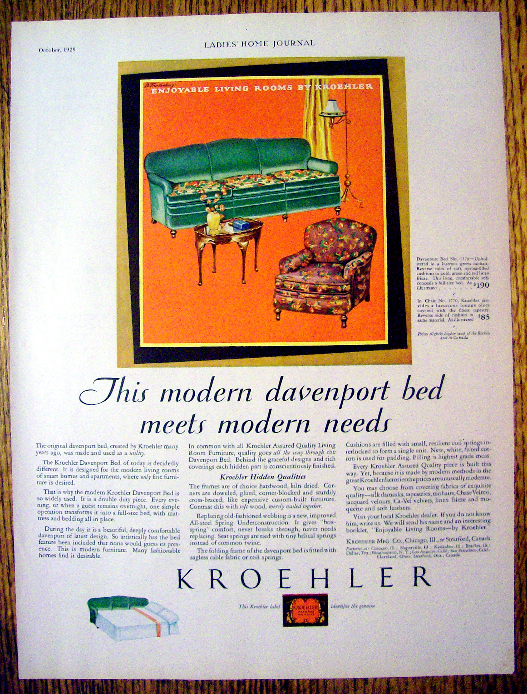 1929 Kroehler Living Rooms