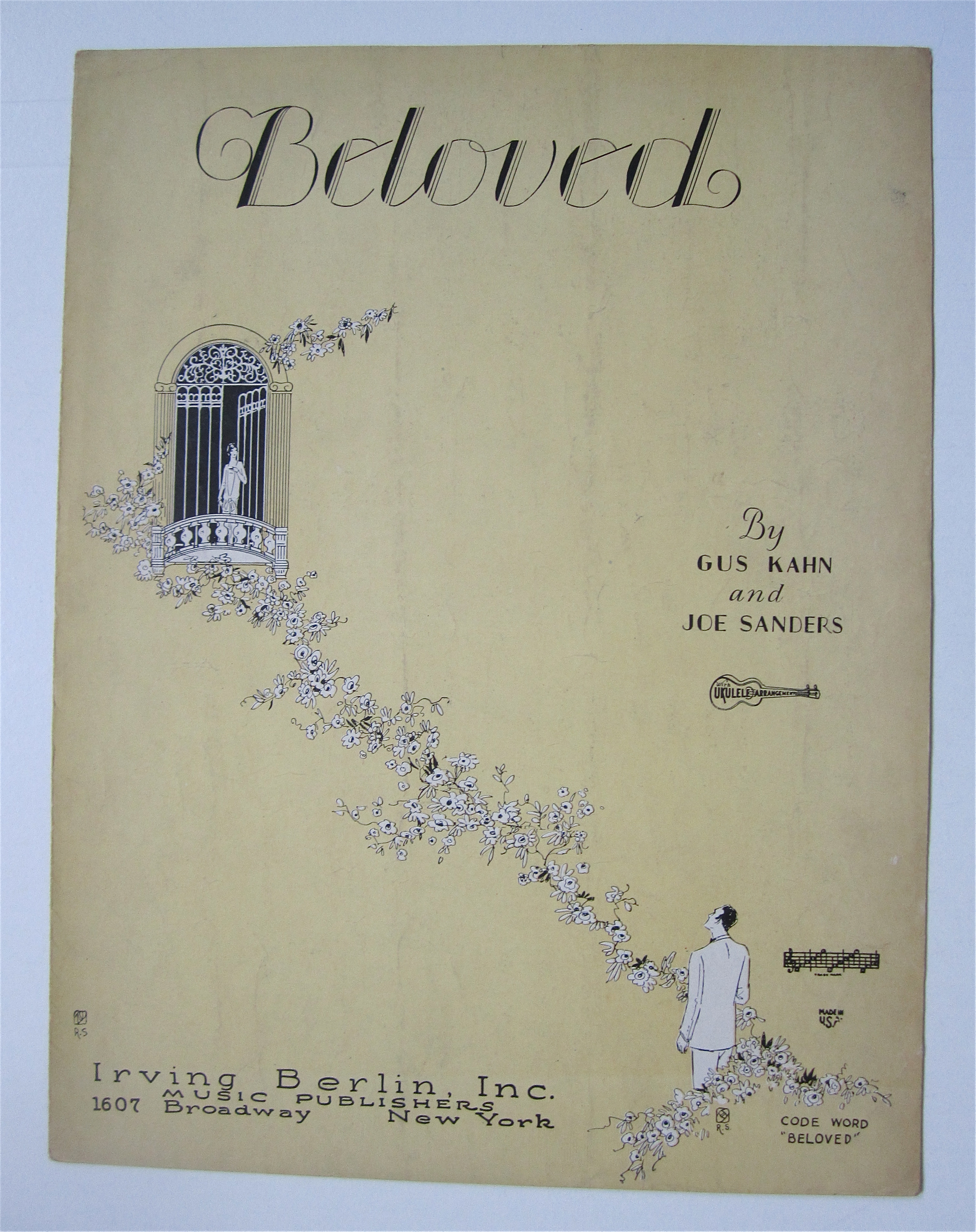 Sheet Music 1928 Beloved By Gus Kahn/Joe Sanders