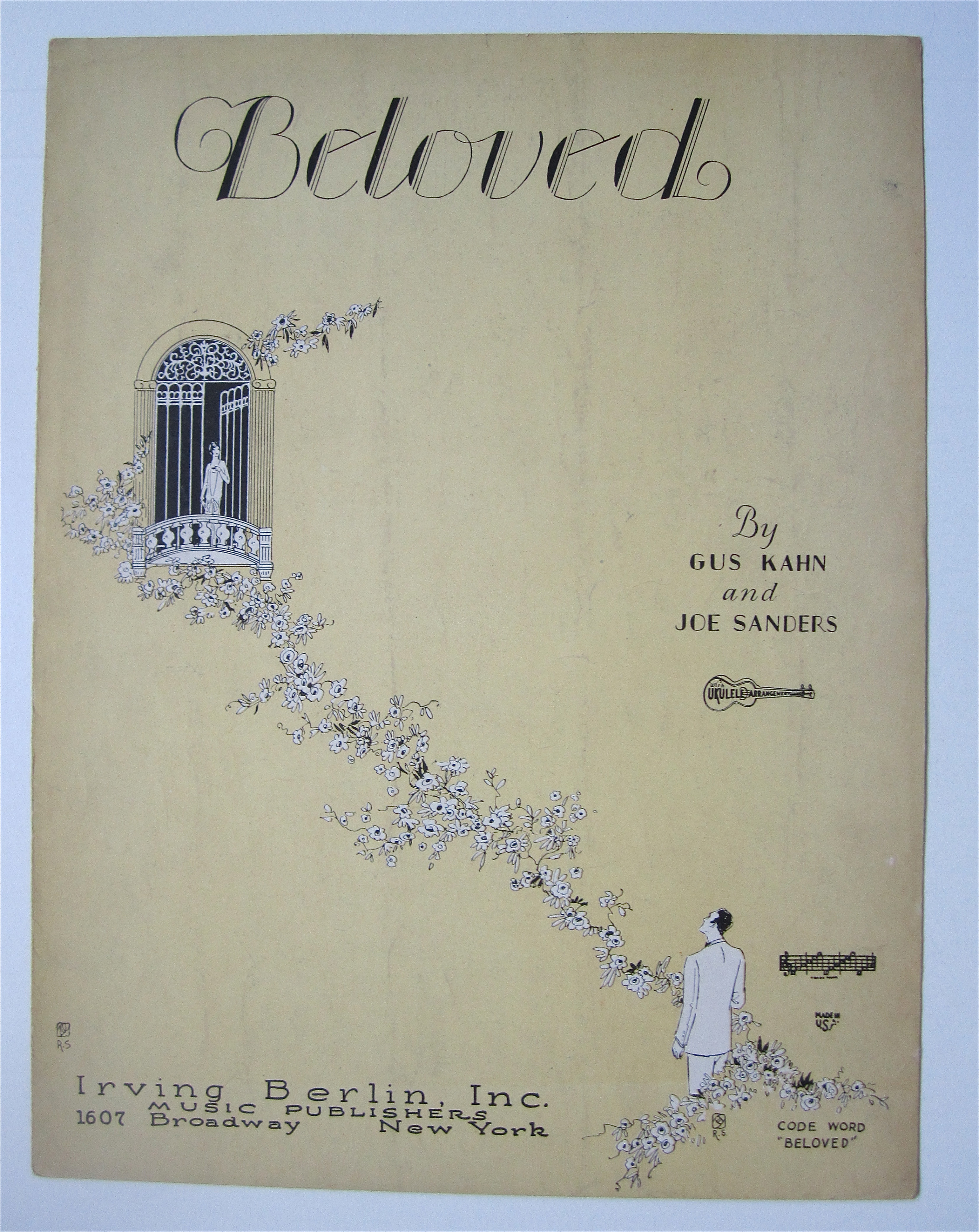 Sheet Music 1928 Beloved By Gus Kahn/Joe Sanders