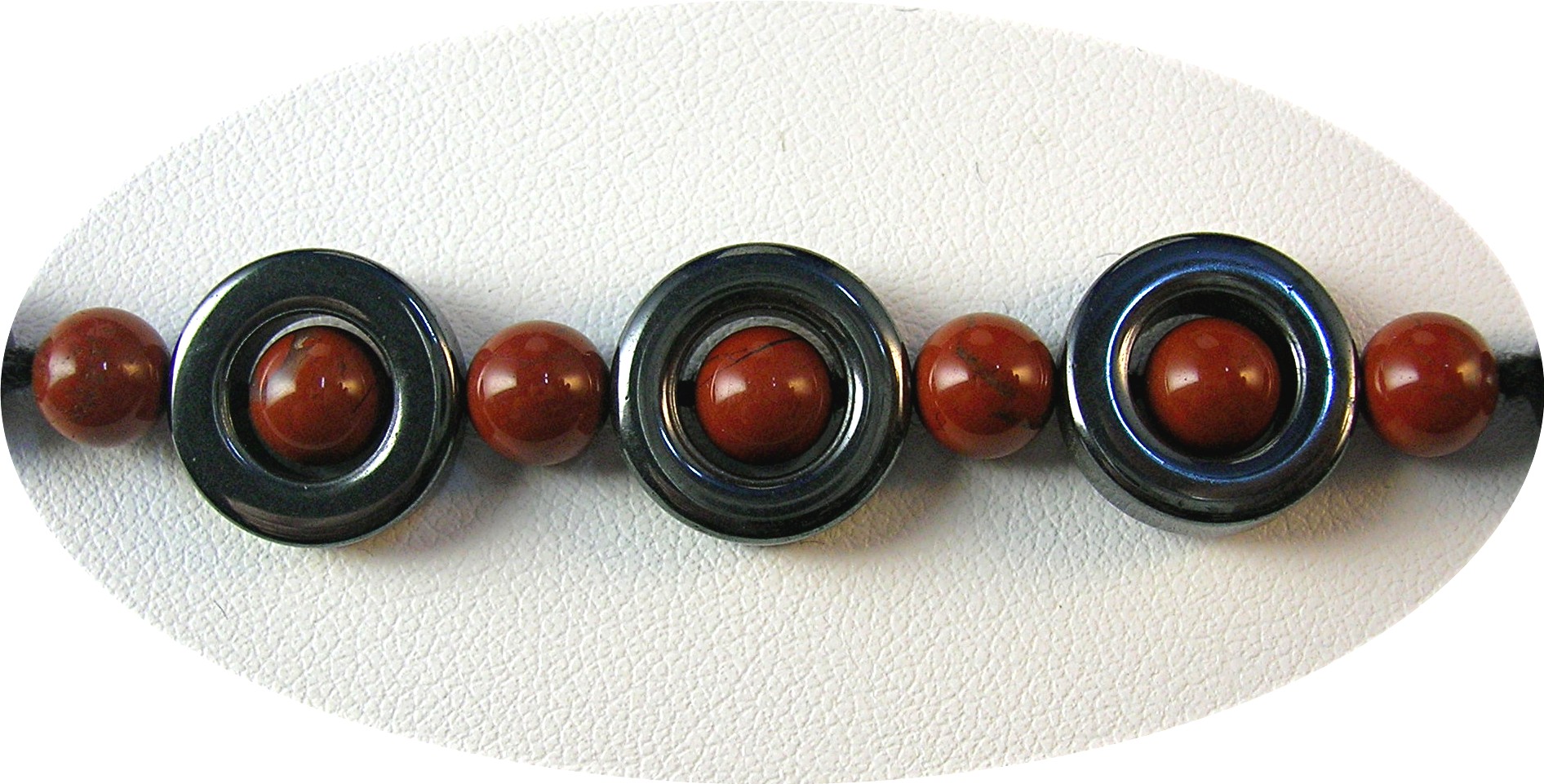 29 Inch Hematite and Carnelian Bead Necklace