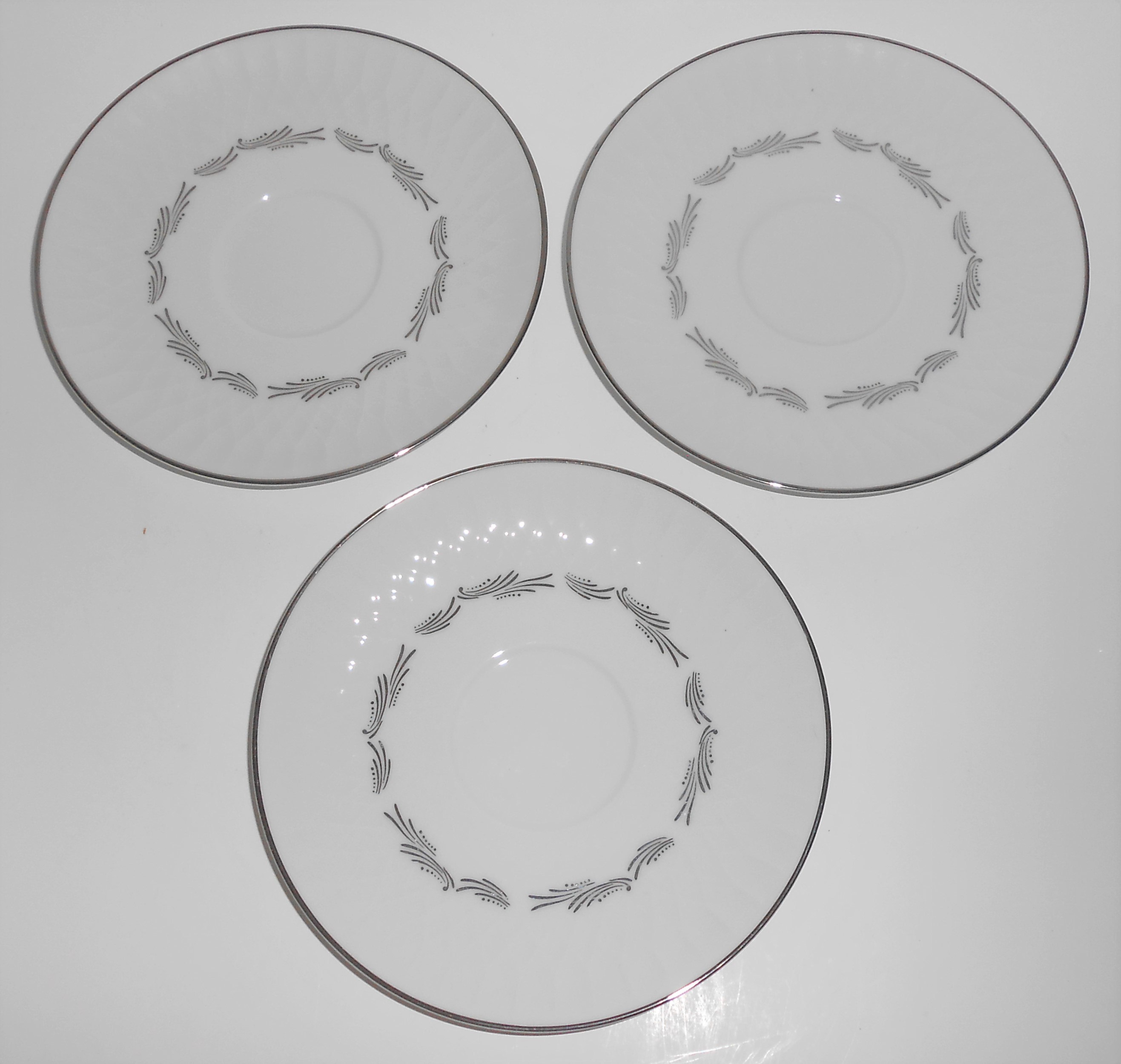 Noritake China Porcelain Platinum Sabina Set/3 Saucers