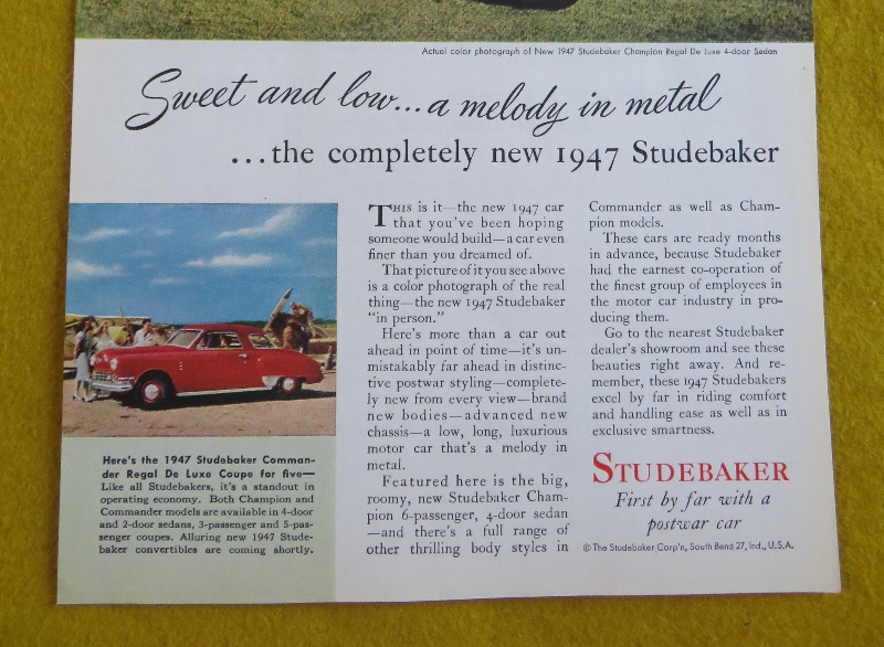 1946 Studebaker Automobile With The 1947 Studebaker Champion Regal Sedan