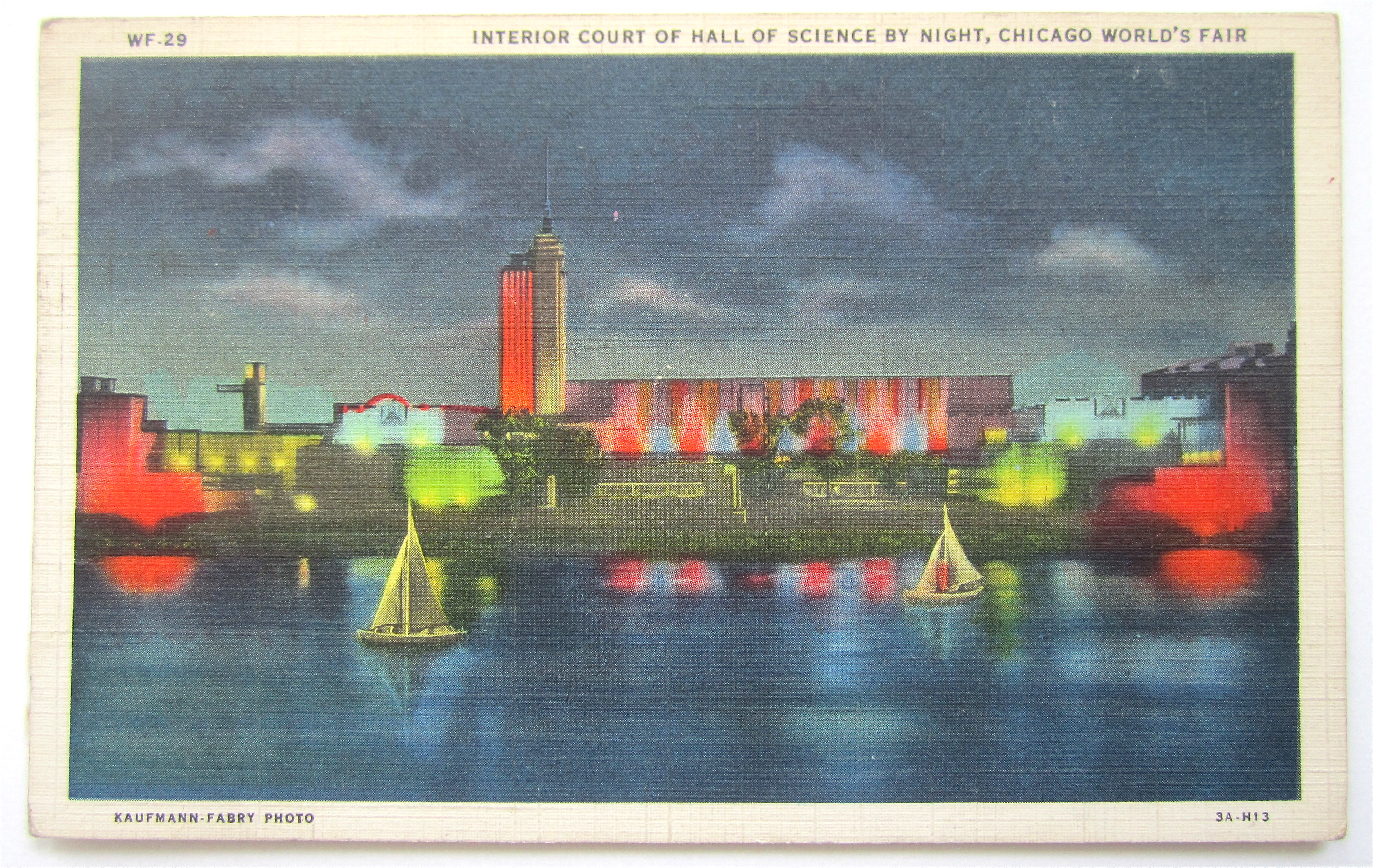 Interior Court Of Hall Of Science By Night Postcard