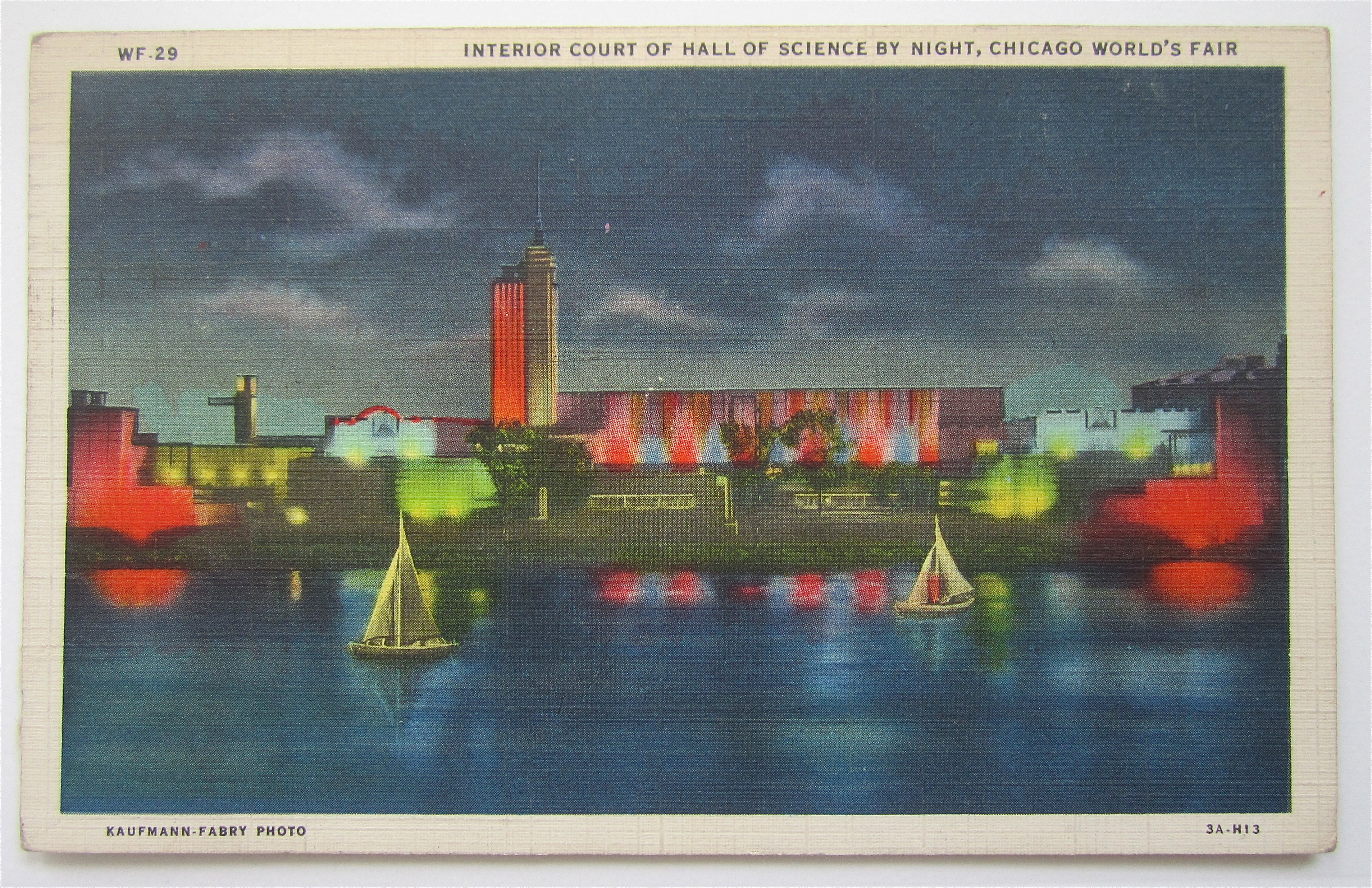 Interior Court Of Hall Of Science By Night Postcard