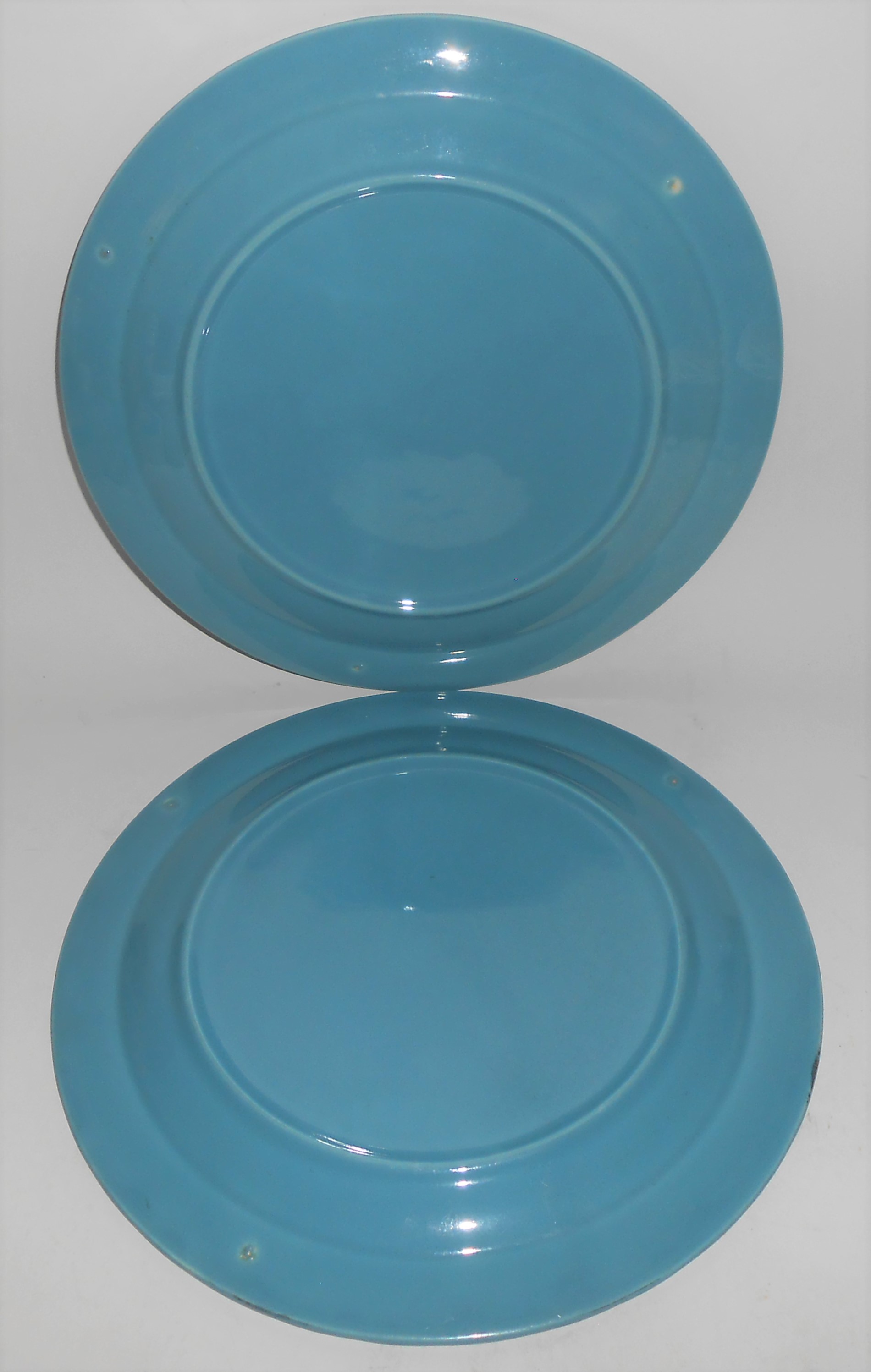 2 Vernon Kilns Pottery Coronado Turquoise Lunch Plates