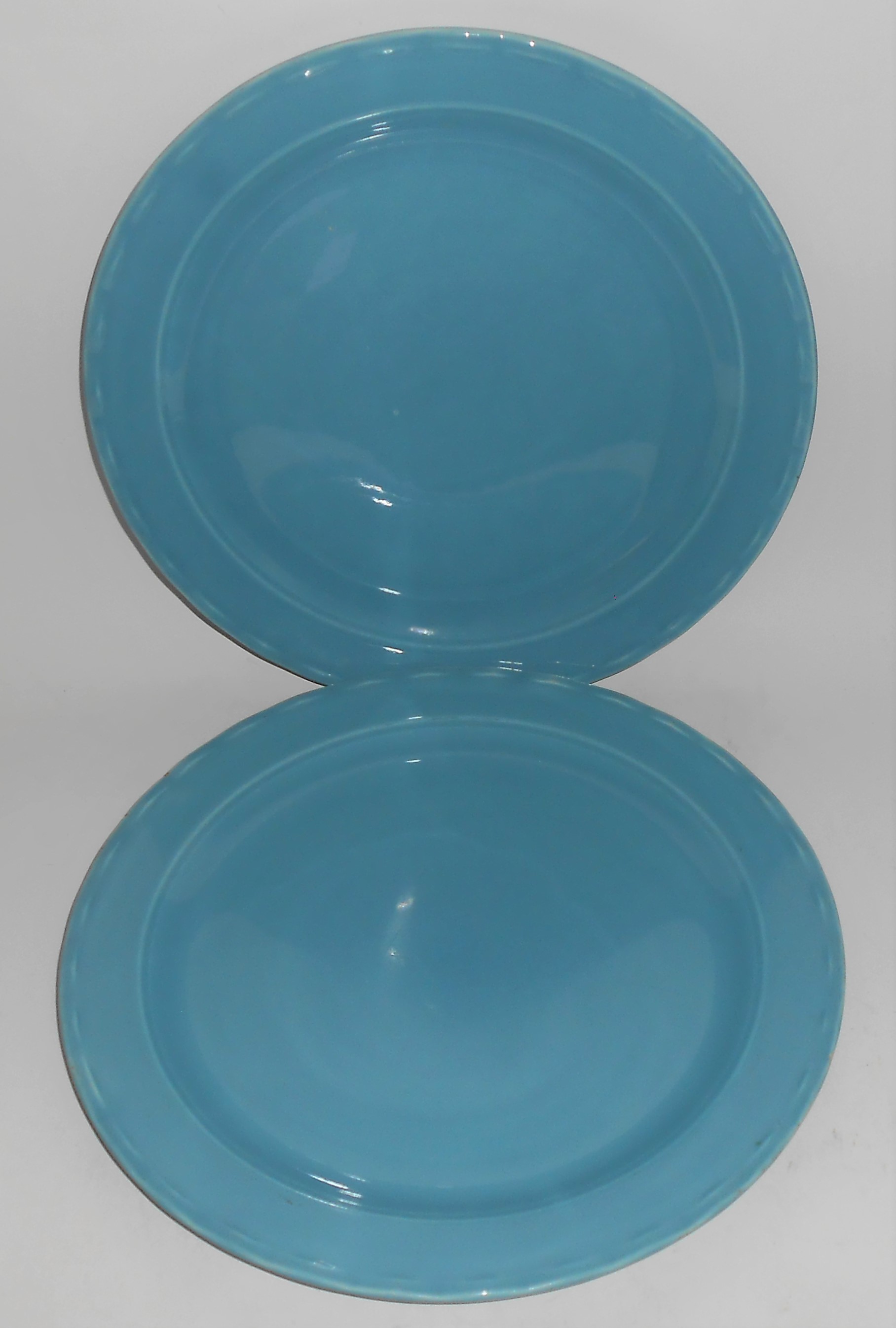 2 Vernon Kilns Pottery Coronado Turquoise Lunch Plates