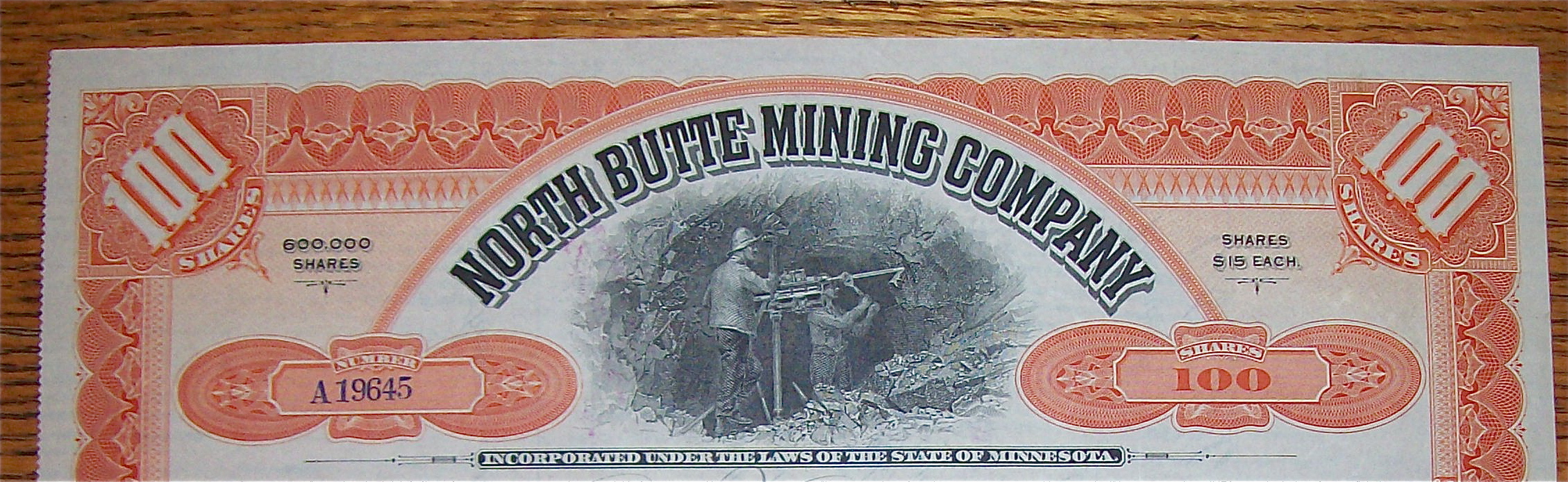 1912 North Butte Mining Company Stock Certificate