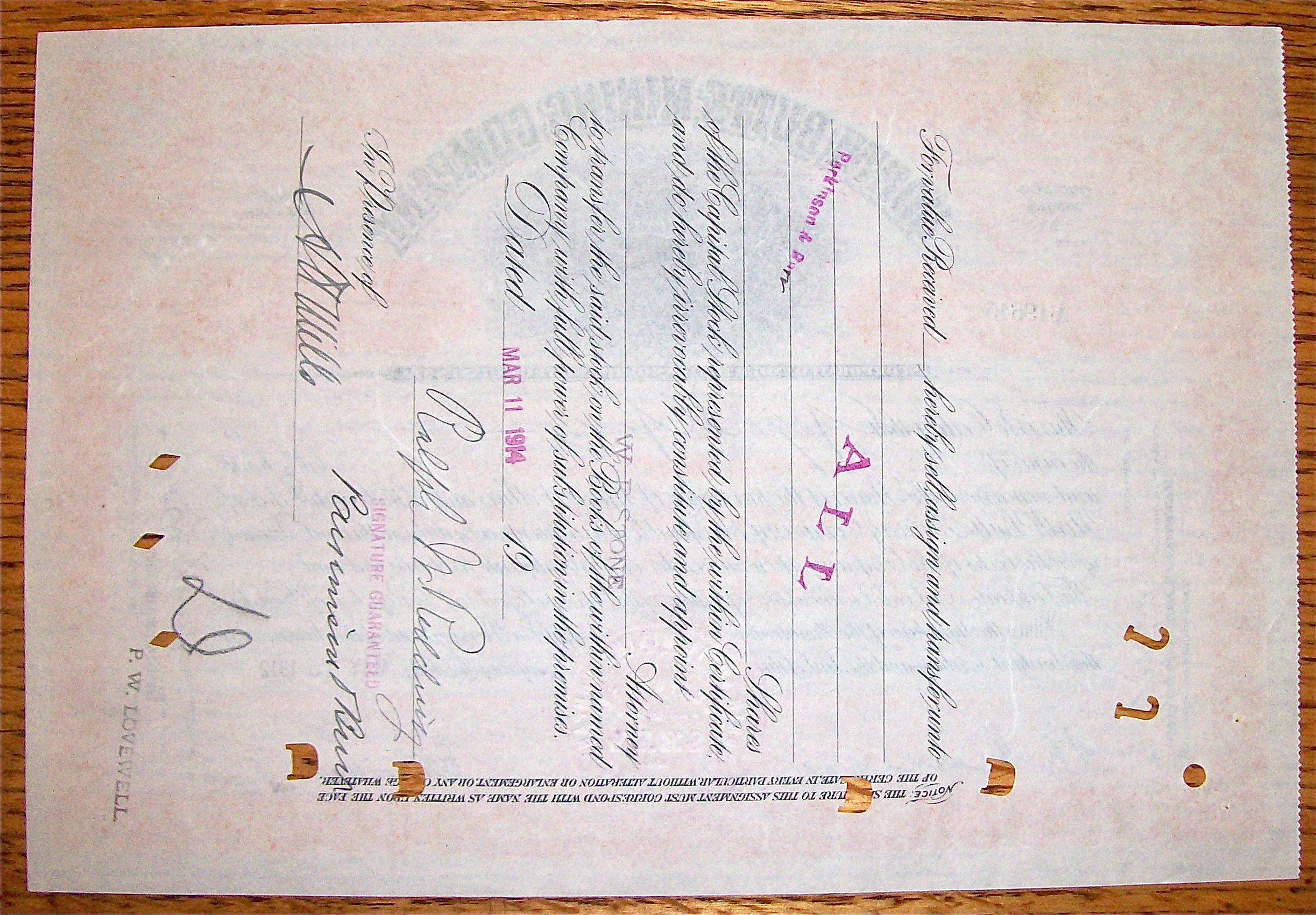 1912 North Butte Mining Company Stock Certificate