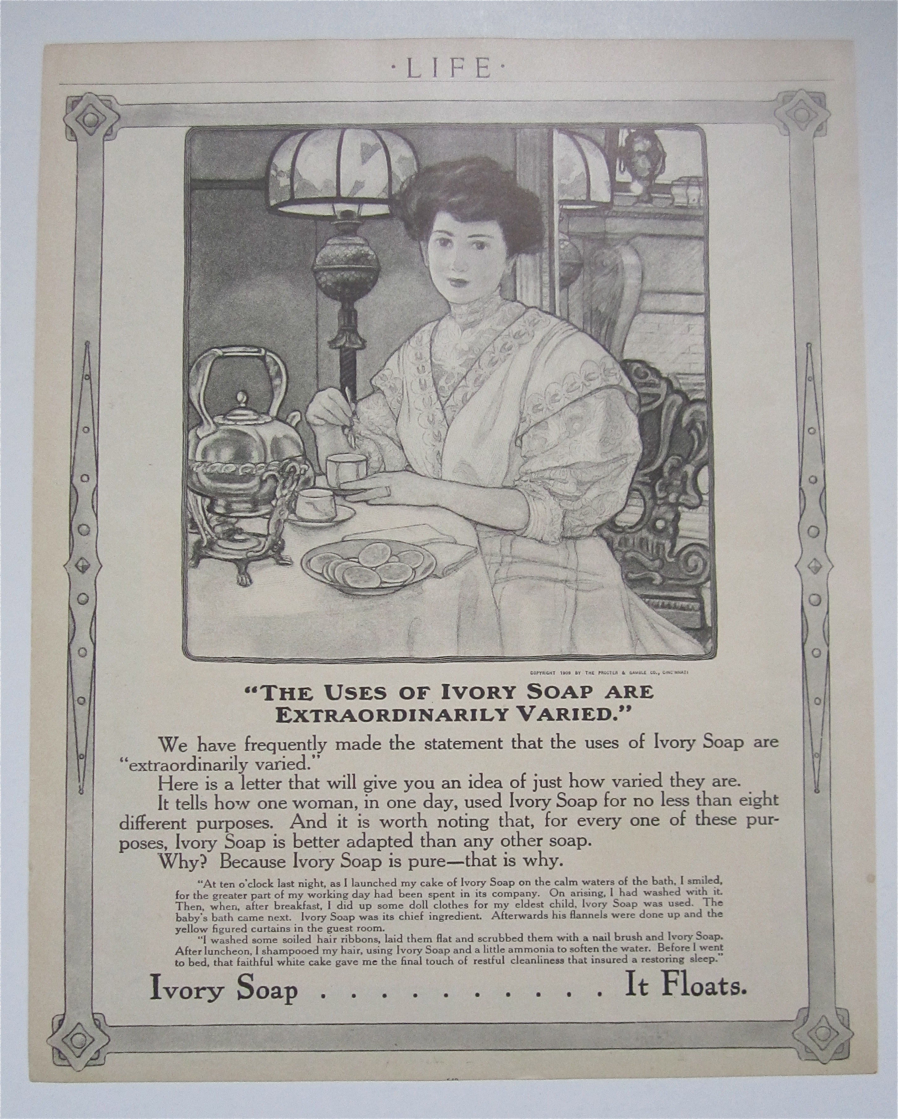 1909 Ivory Soap with Woman Sitting At A Table