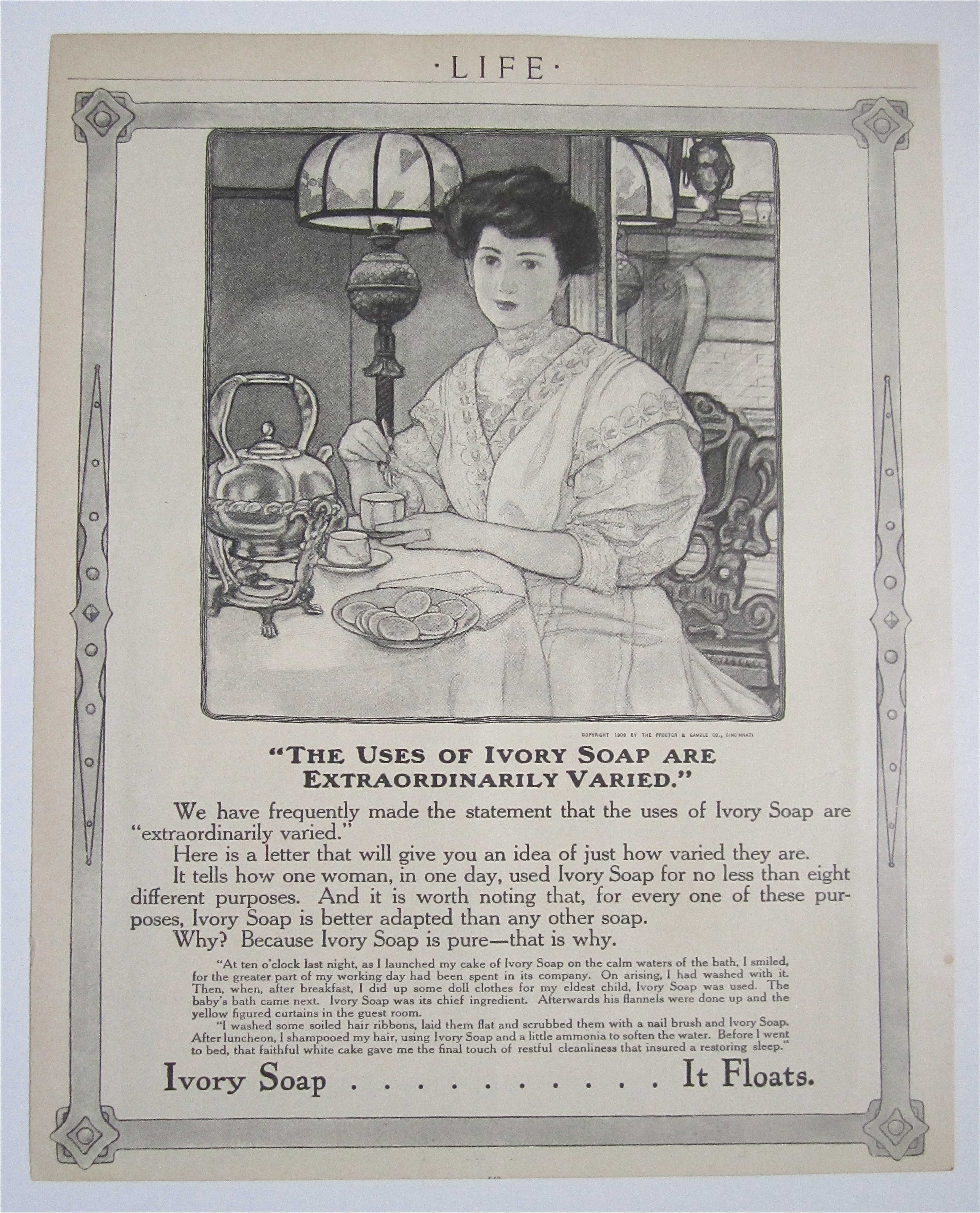 1909 Ivory Soap with Woman Sitting At A Table