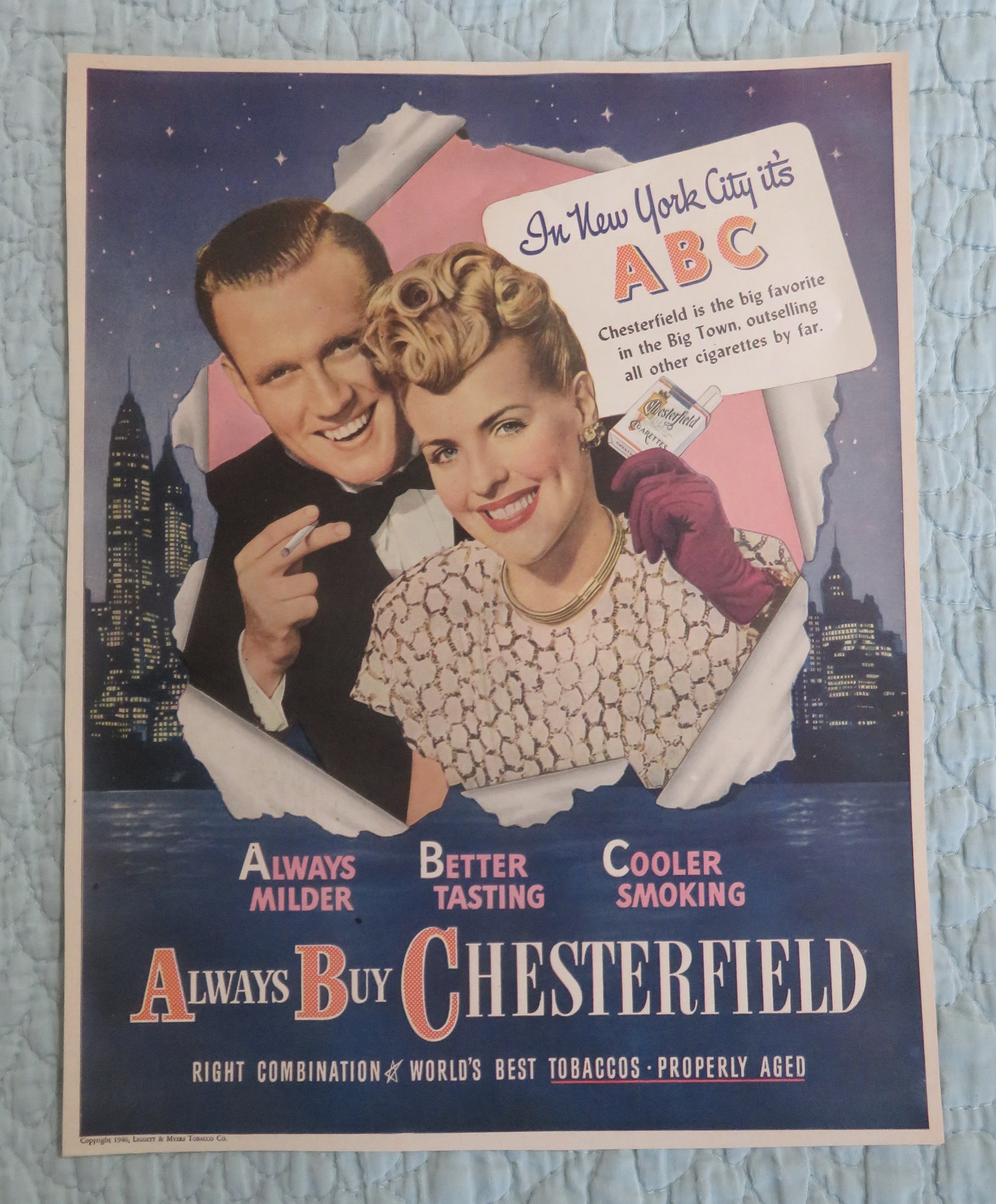 1946 Chesterfield Cigarettes With Man & Woman