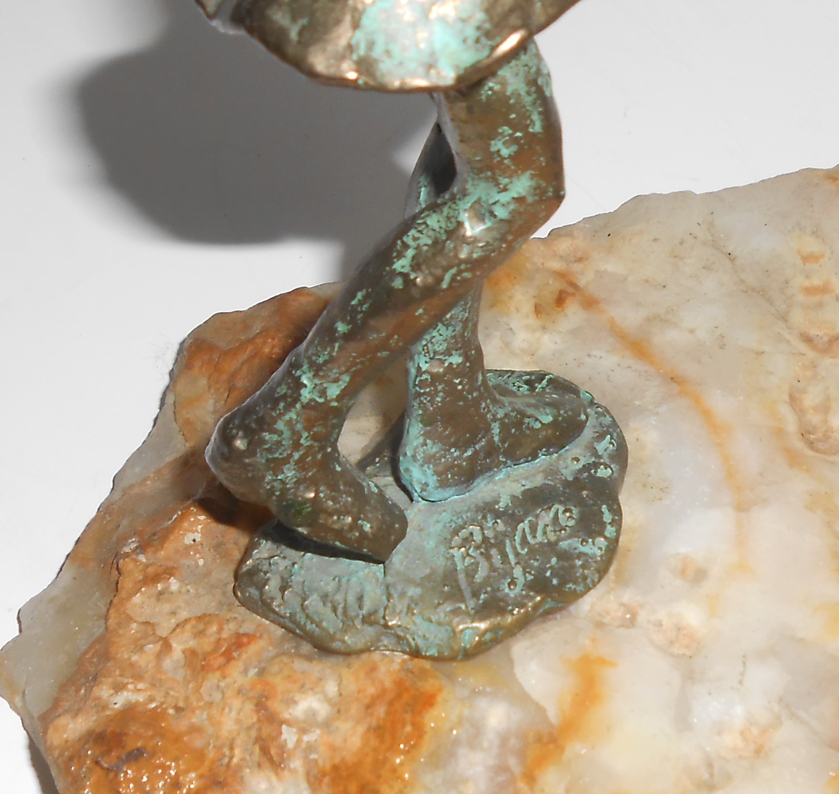Bijan Art Metal 2 Girls / Pinwheel Sculpture On Quartz