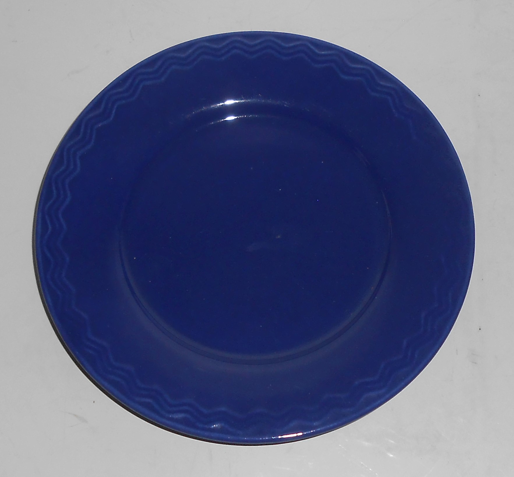 VINTAGE Red Wing Pottery Chevron Cobalt Plate