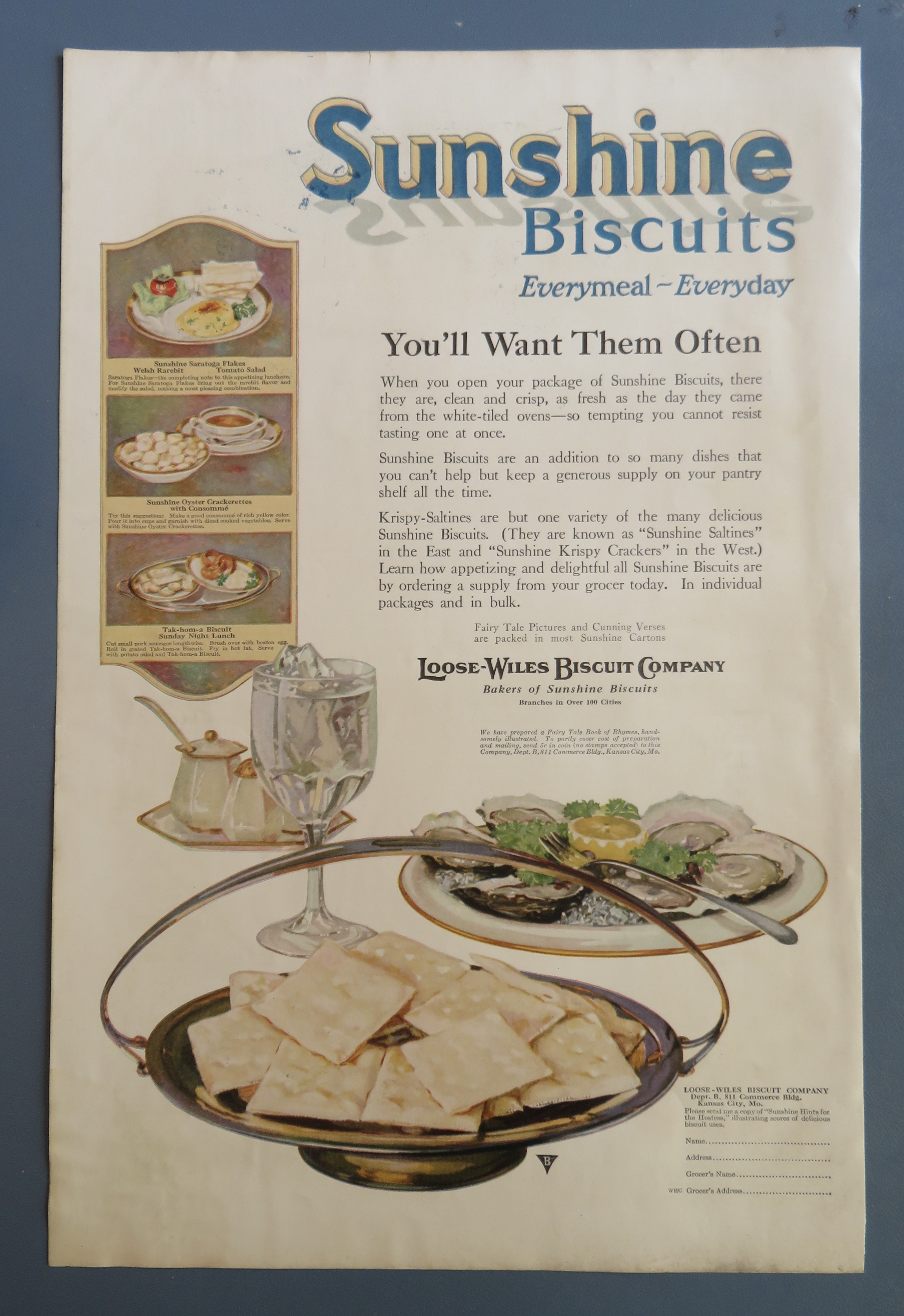 1920 Sunshine Biscuits with Biscuits on a Plate