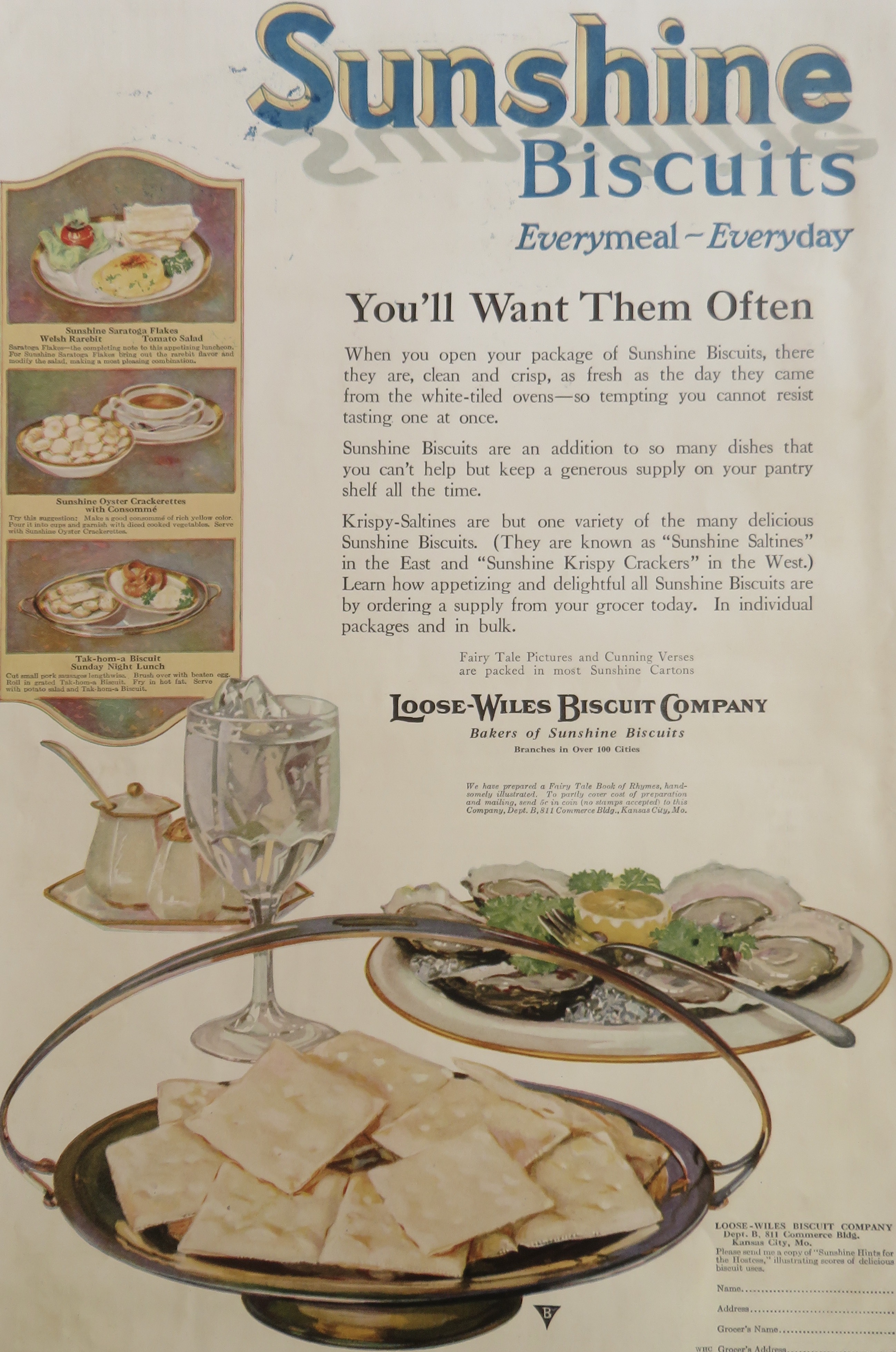 1920 Sunshine Biscuits with Biscuits on a Plate