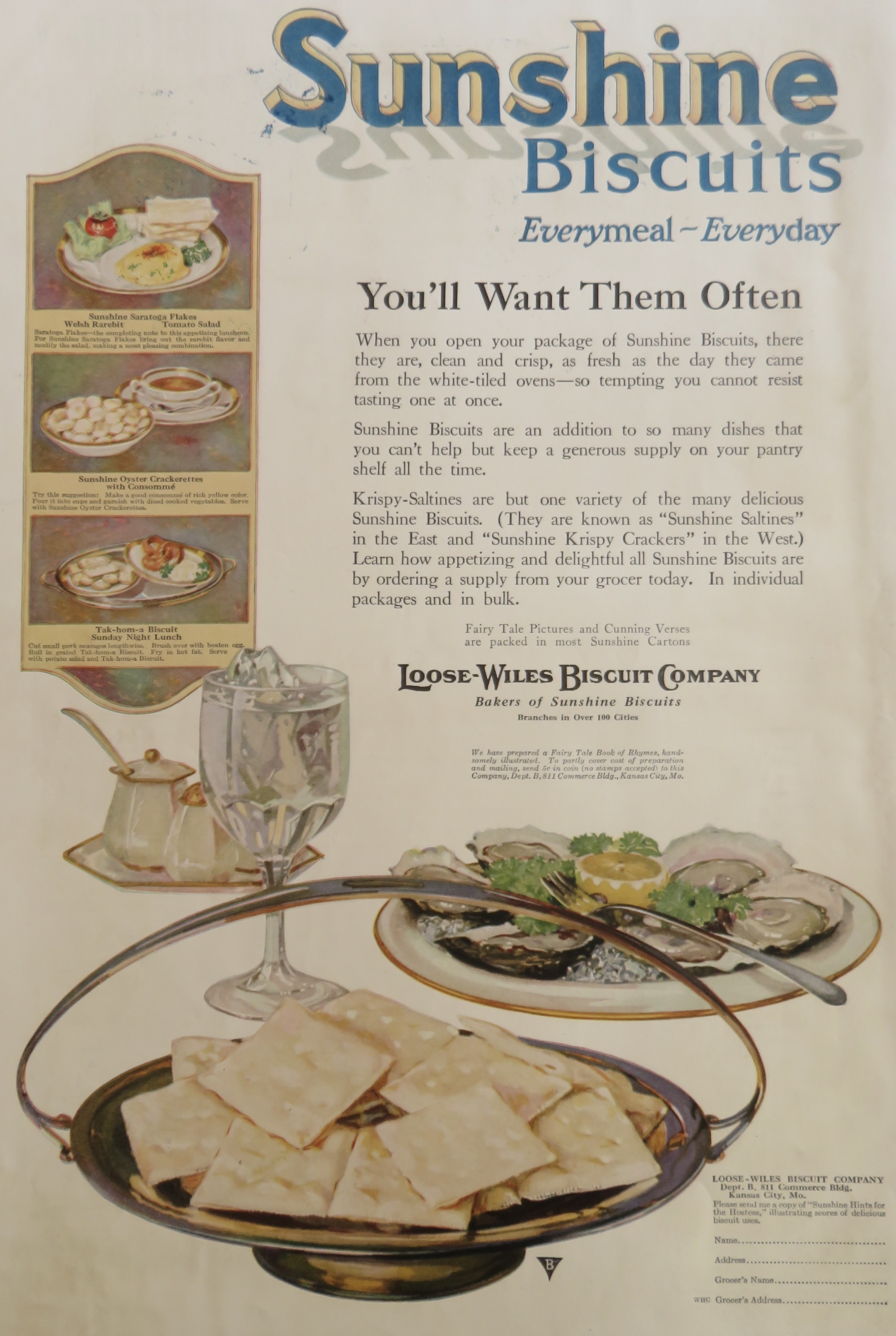 1920 Sunshine Biscuits with Biscuits on a Plate