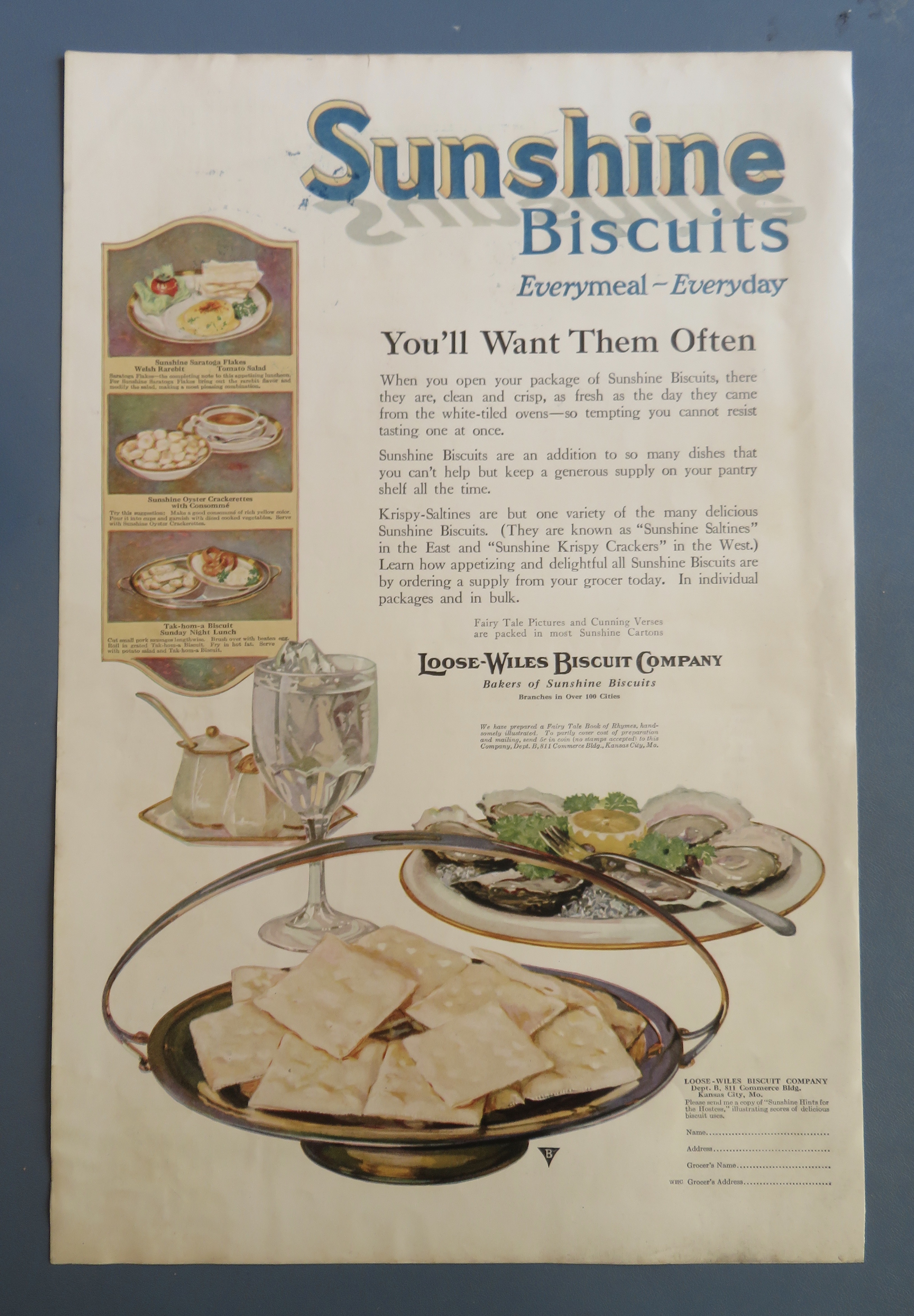 1920 Sunshine Biscuits with Biscuits on a Plate