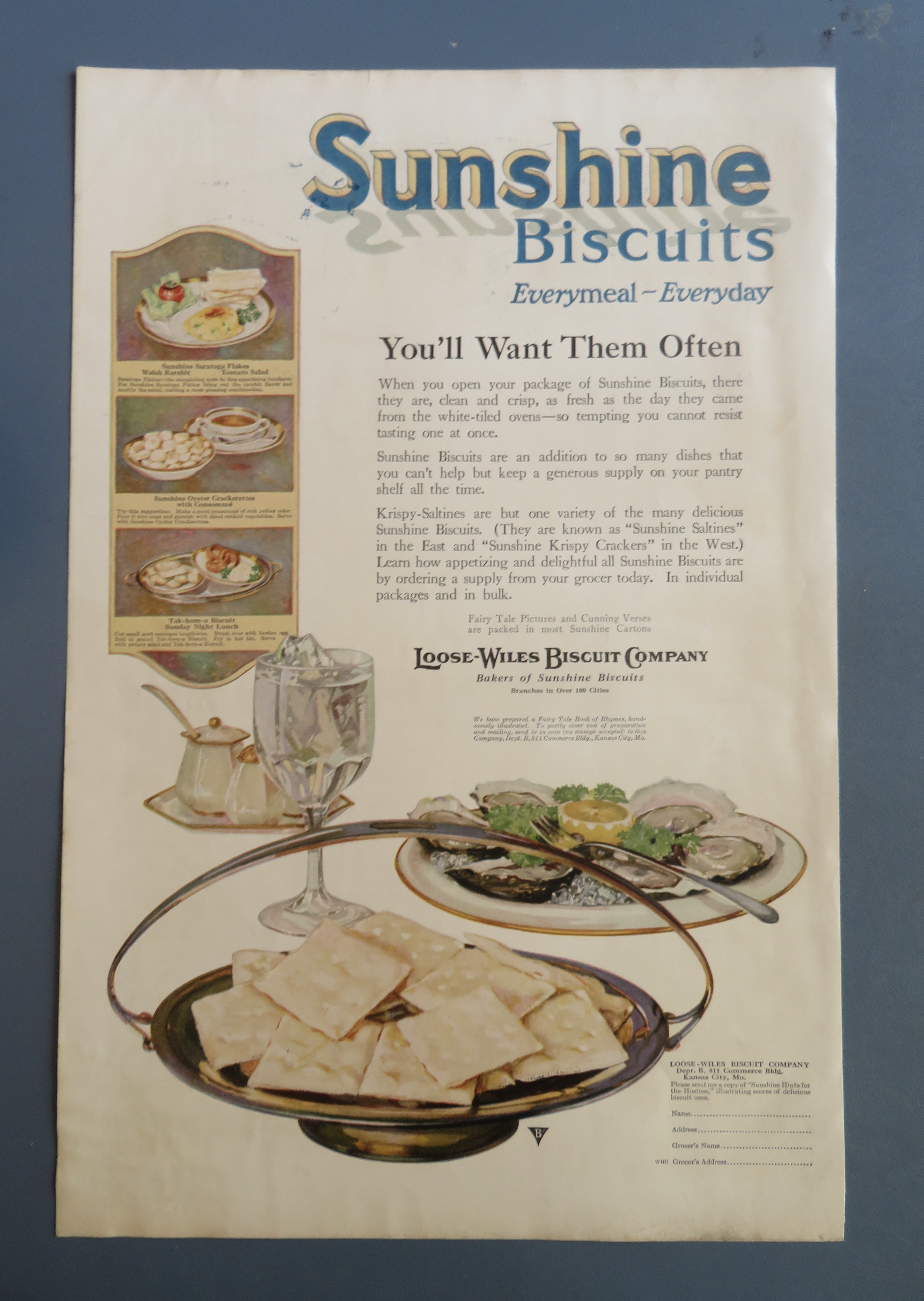 1920 Sunshine Biscuits with Biscuits on a Plate