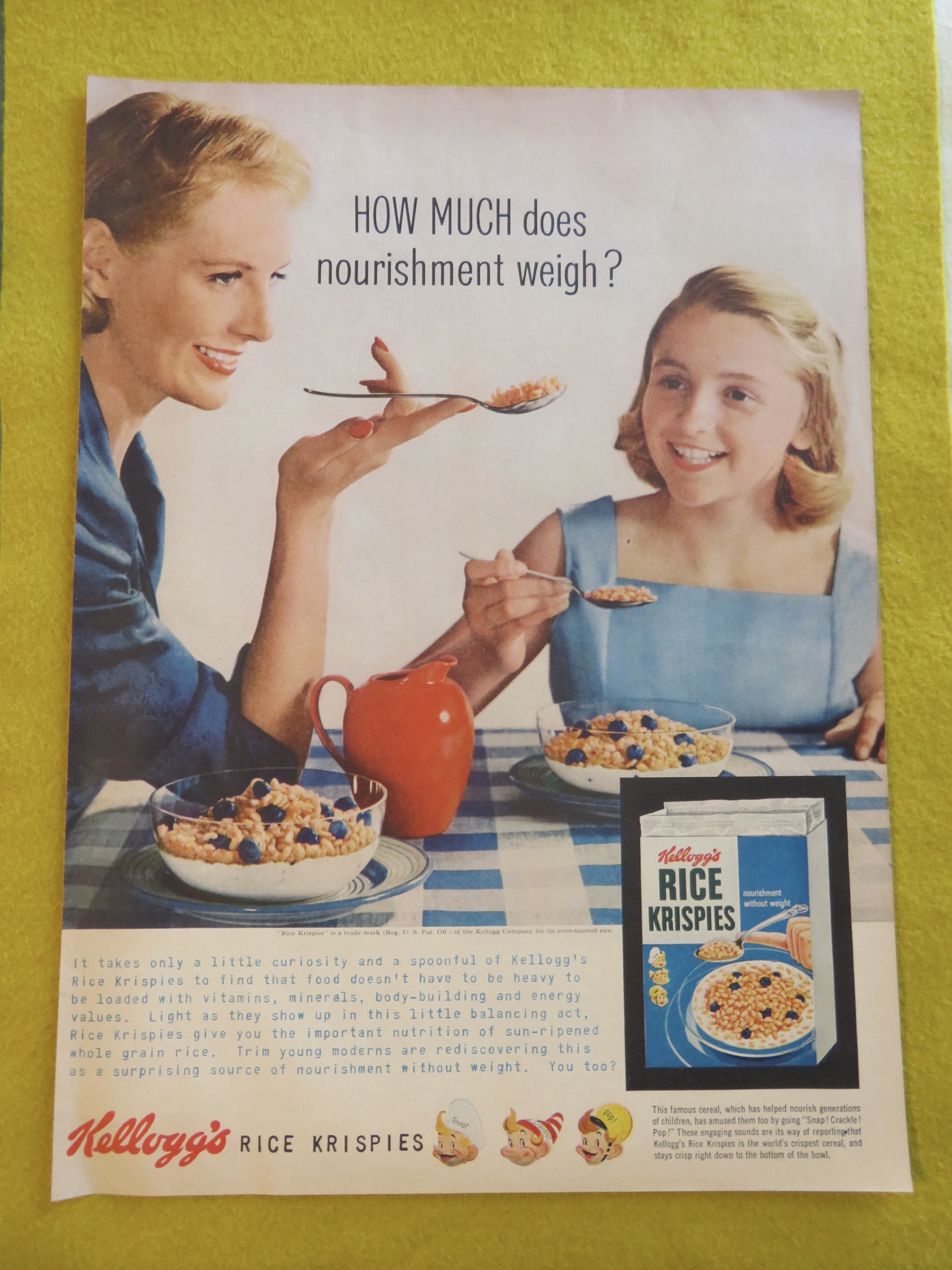 1956 Kellogg Rice Krispies Cereal w/ Woman Balancing
