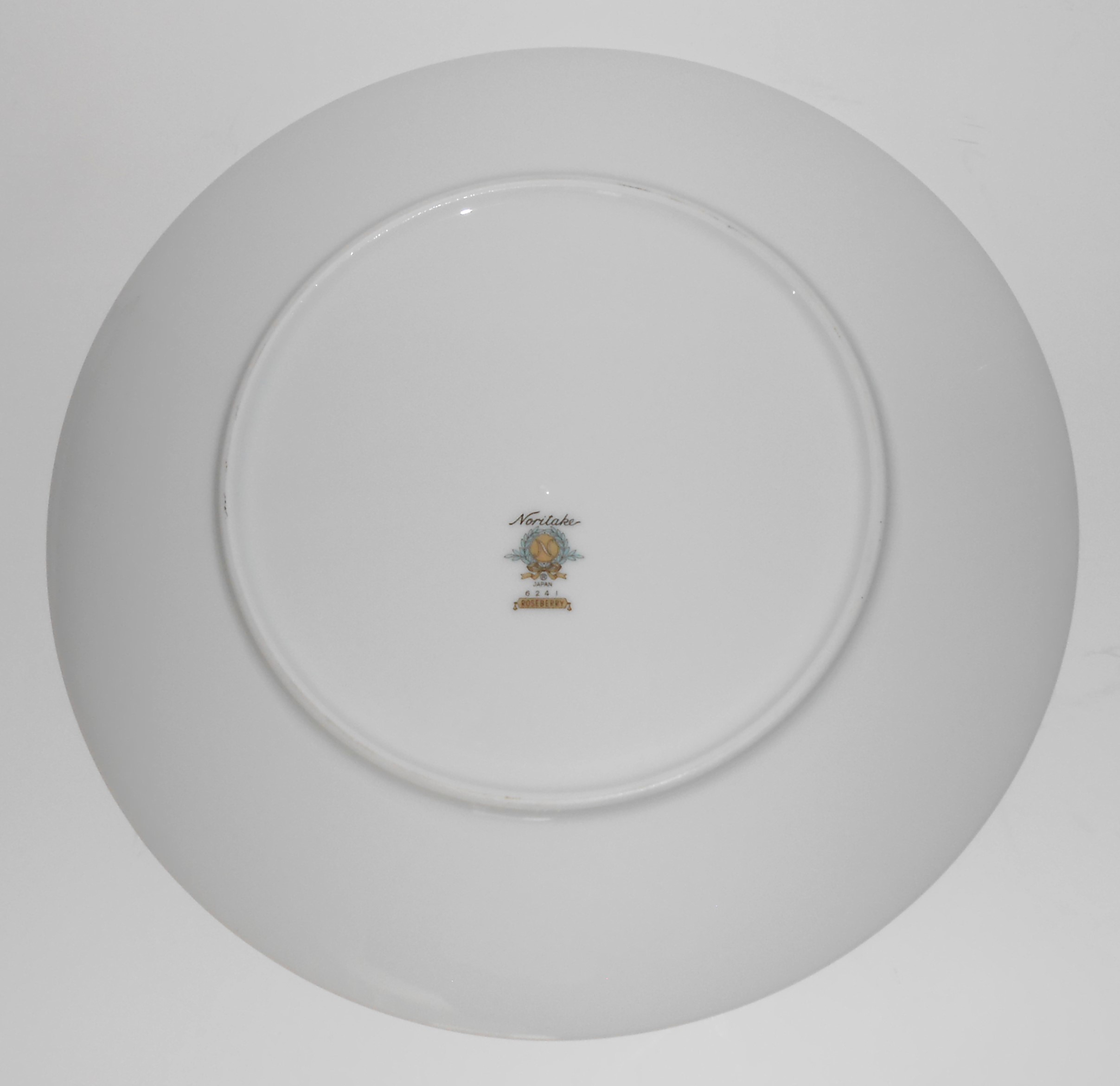 Noritake Porcelain China Roseberry 6241 w/Platinum Dinn