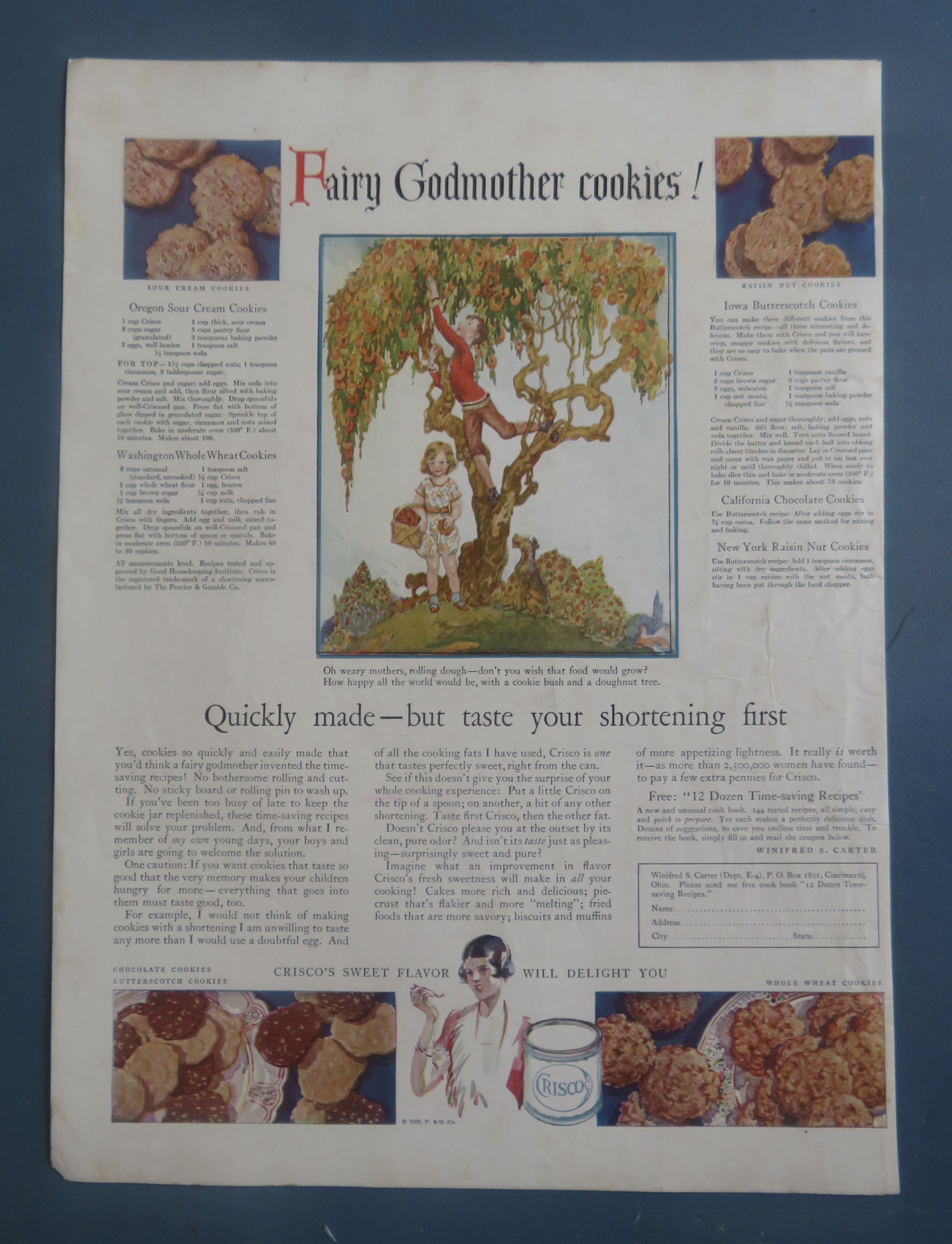 1928 Crisco Shortening with Fairy Godmother Cookies
