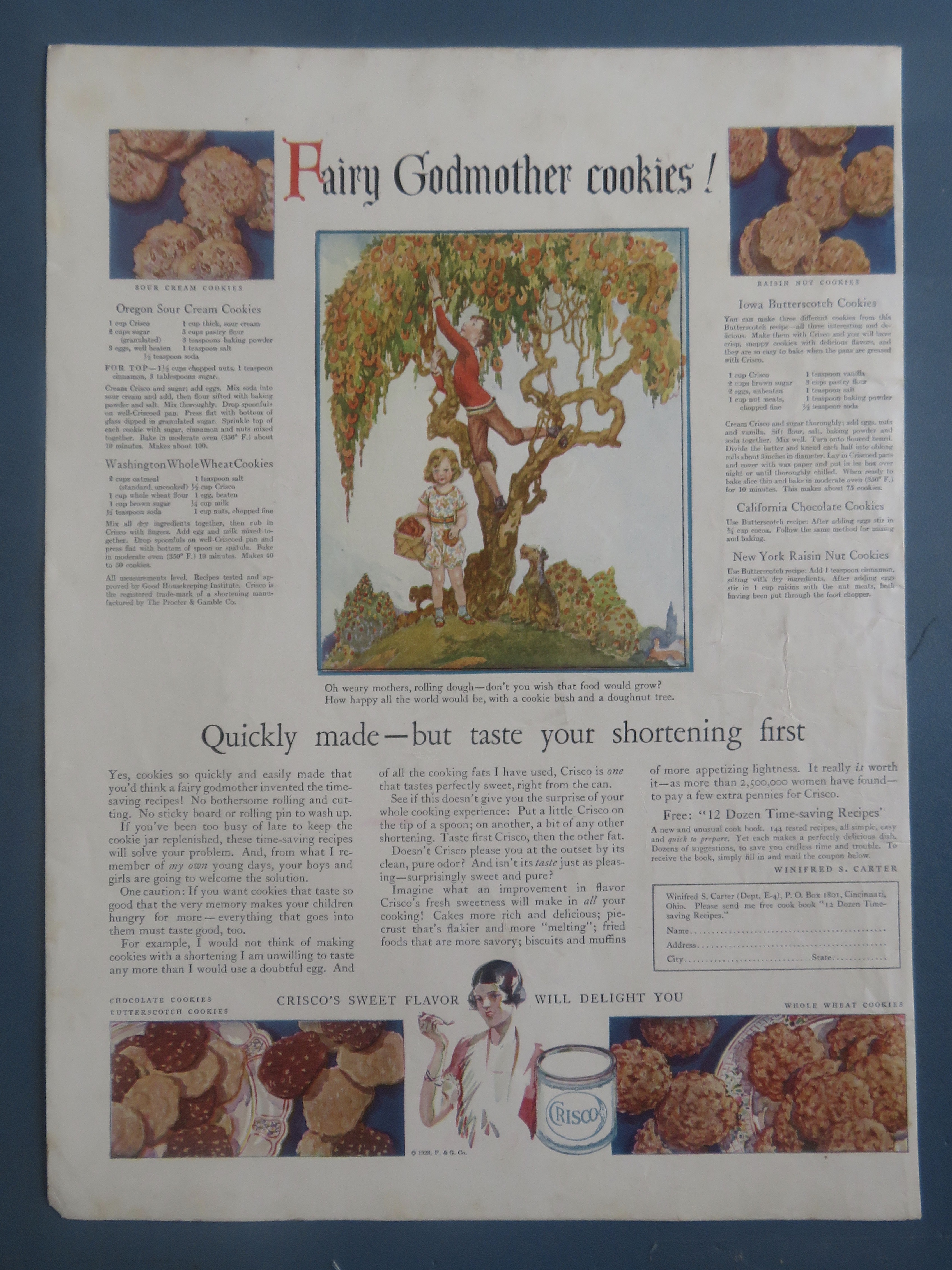 1928 Crisco Shortening with Fairy Godmother Cookies