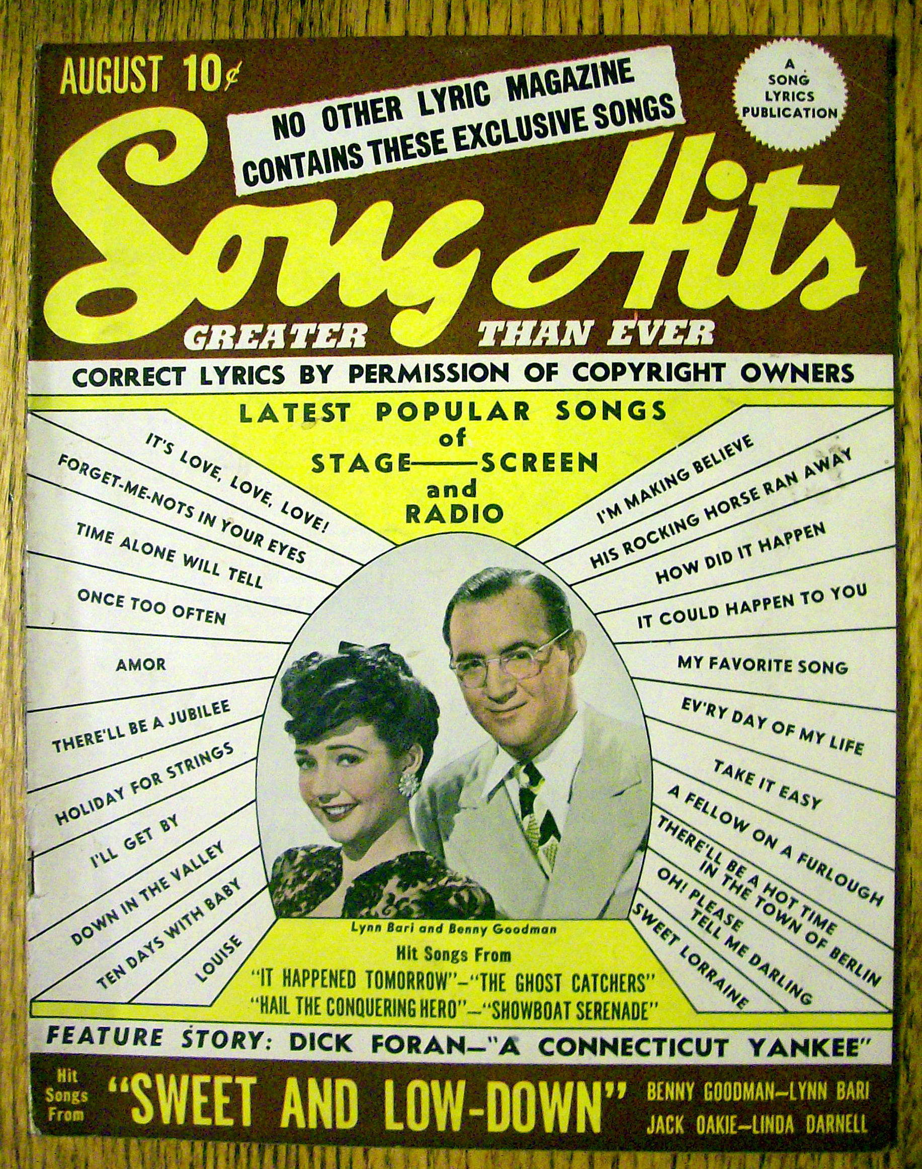 Song Hits Magazine August 1944 Lynn Bari & Ben Goodman