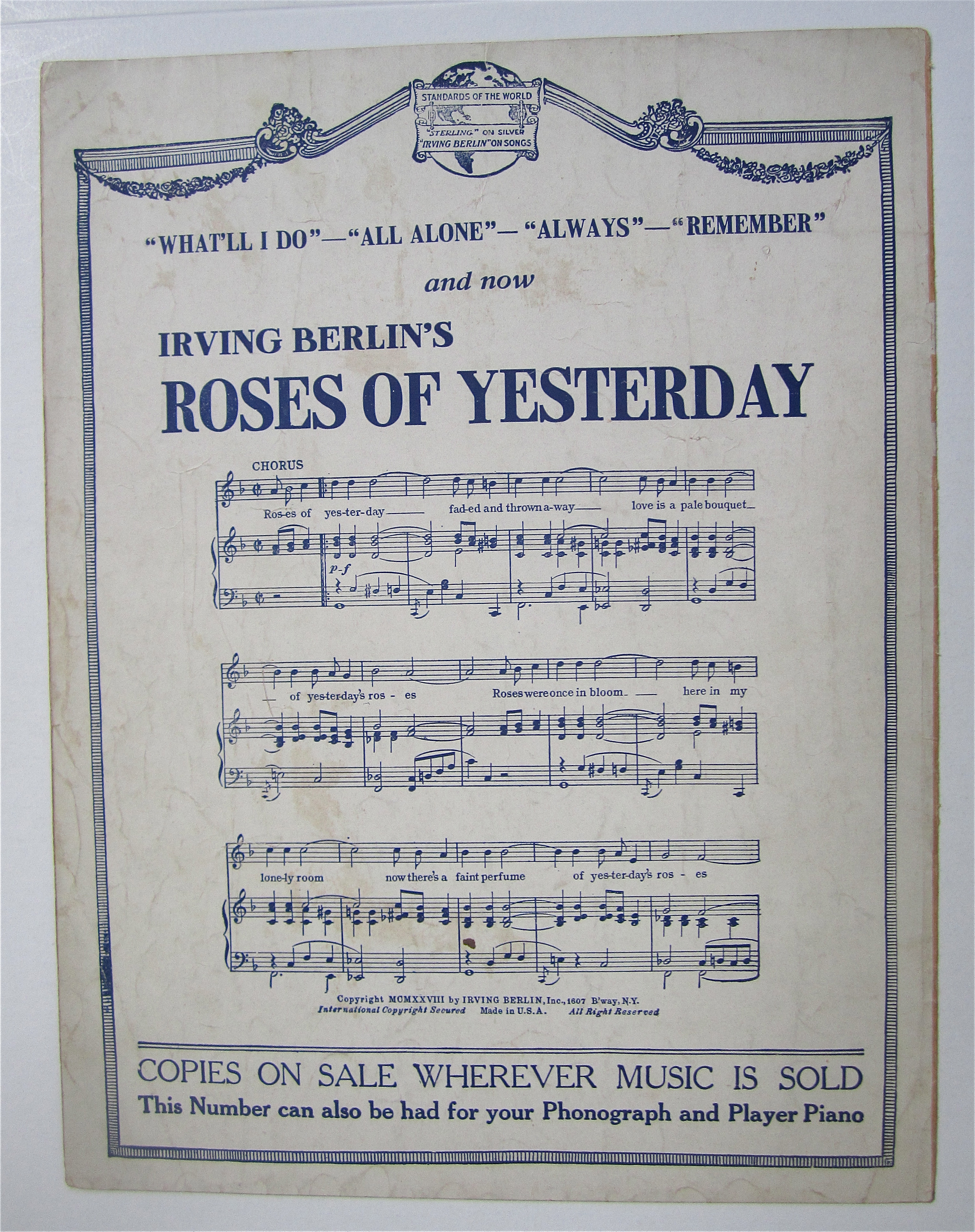 Sheet Music 1928 There's A Rainbow 'Round My Shoulder