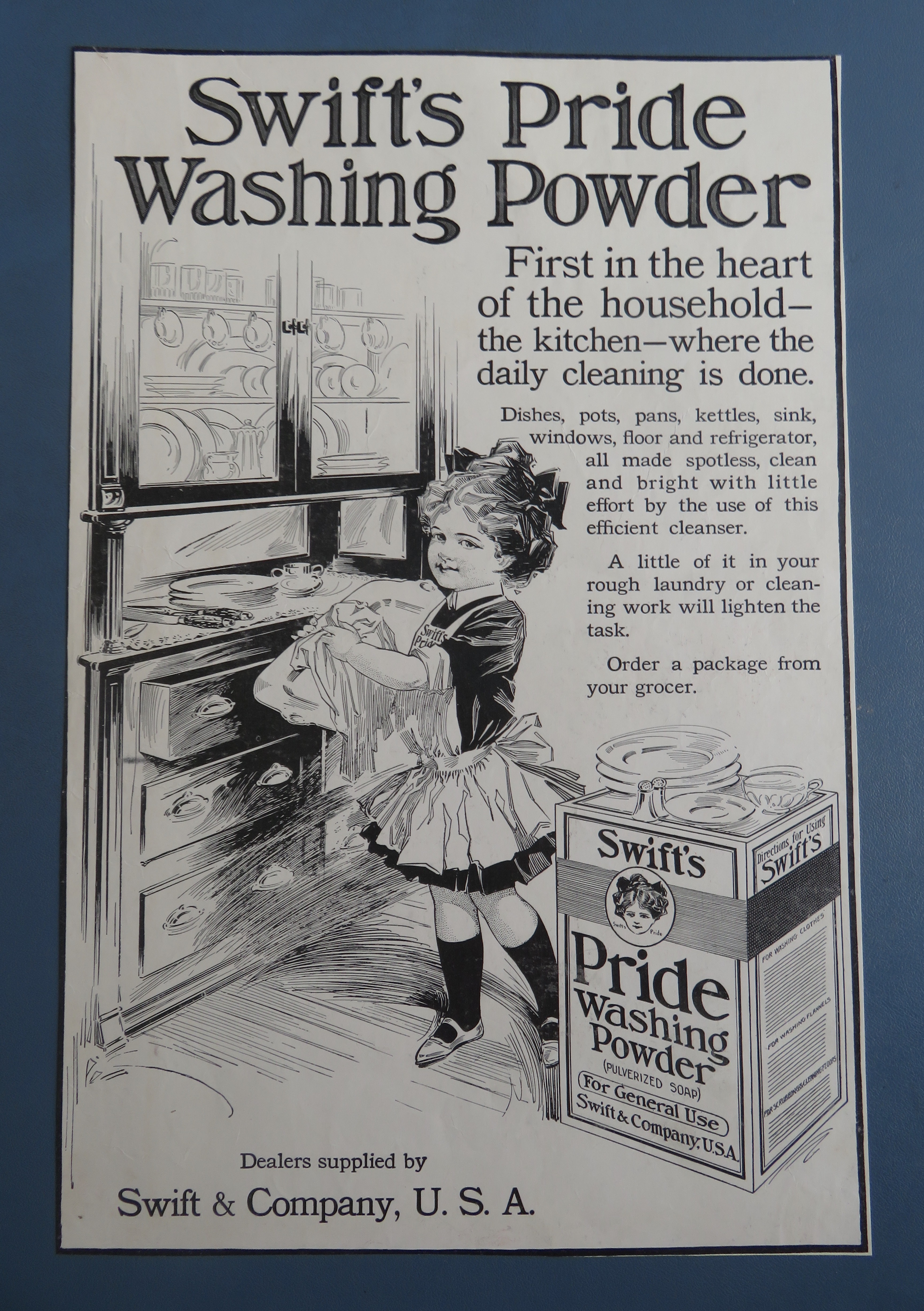 1920 Swift's Pride Washing Powder with Girl Cleaning