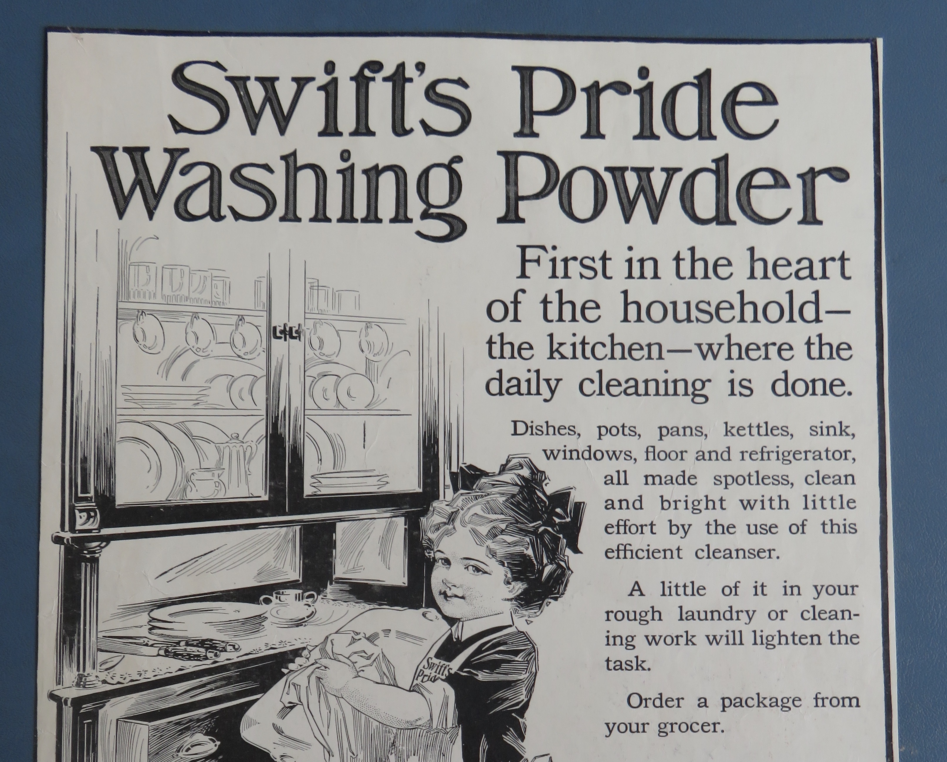 1920 Swift's Pride Washing Powder with Girl Cleaning