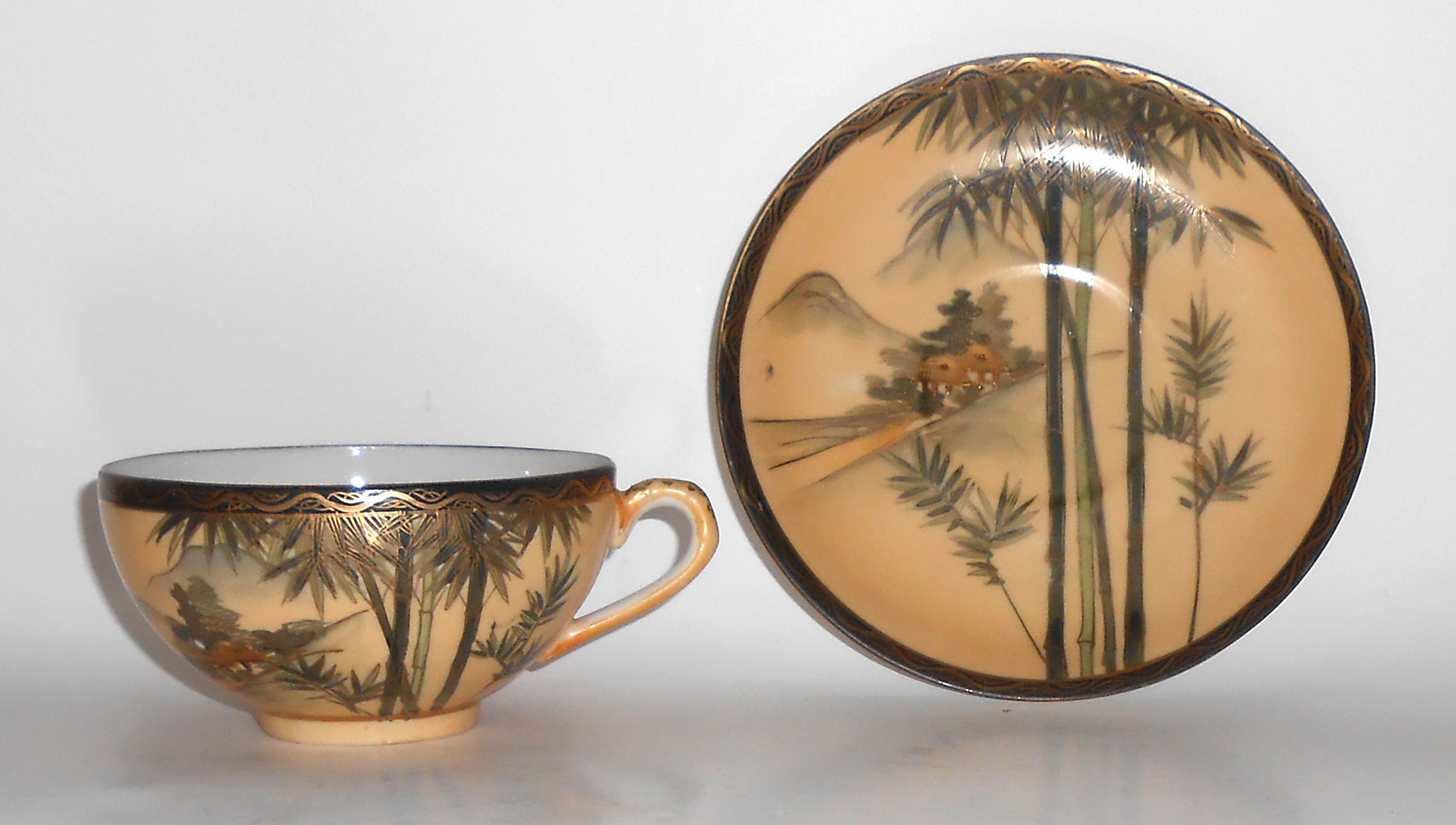 Nishida Japan Porcelain China 22 Yellow Black Lithopana